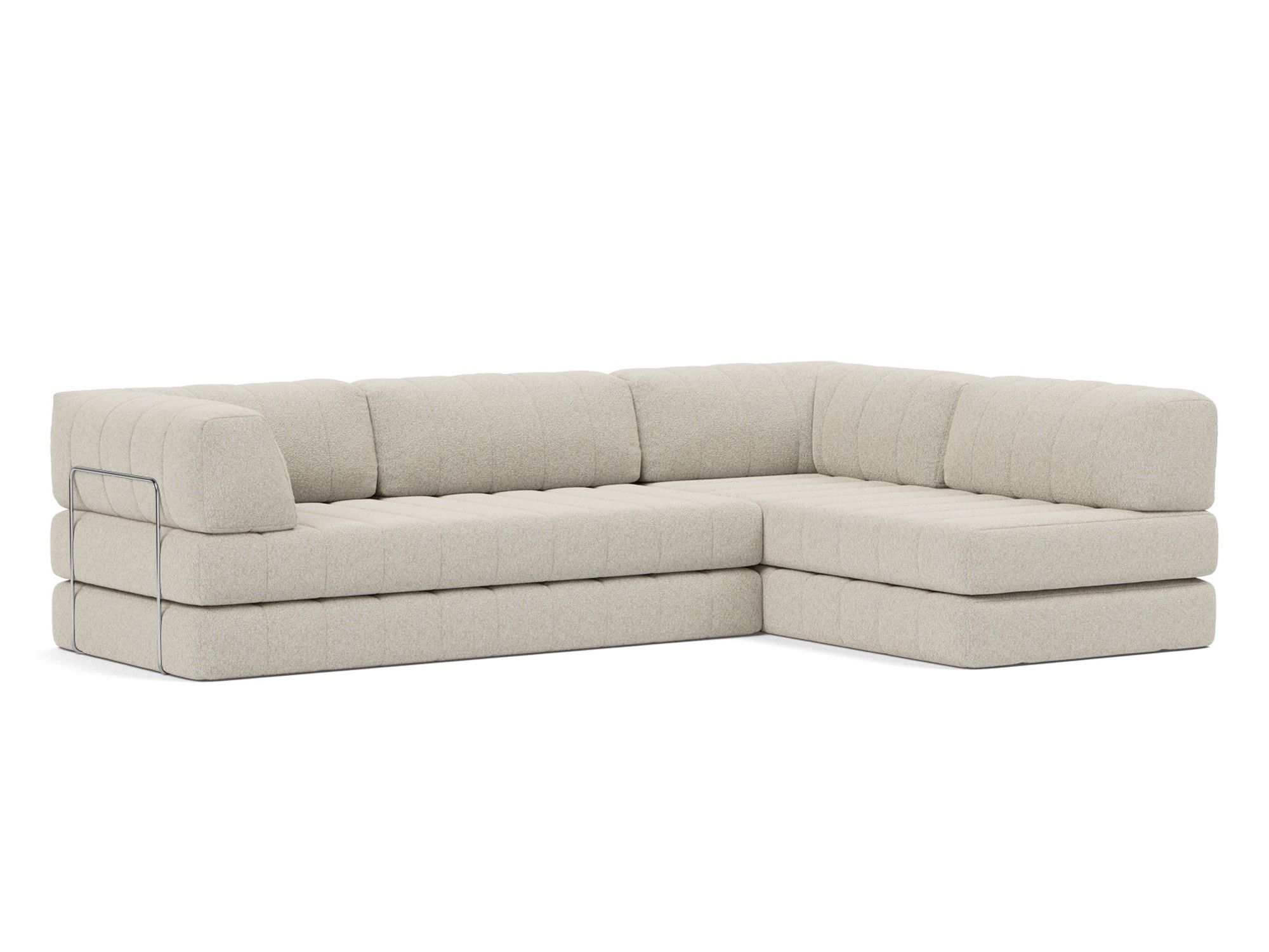 Eck-Schlafsofa CozyPad L-Form mit Armlehne Boucle Skandi 539-Beige