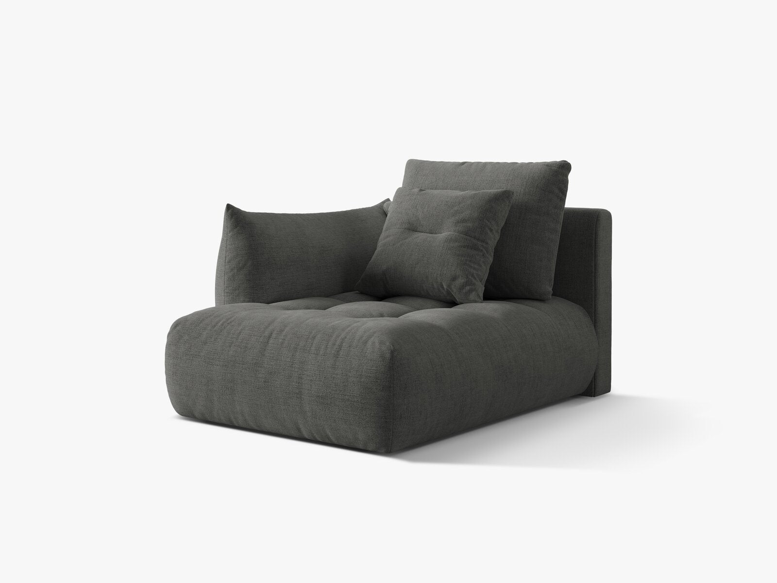 Micadoni Bloom Chaiselongue Links Strukturierter Stoff Wind Dunkelgrau
