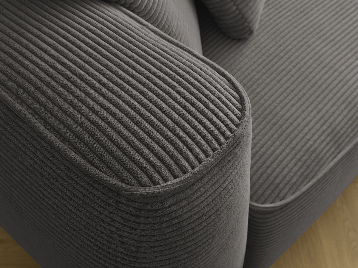 Bobochic Leopold Sofa 4-Sitzer mit Pouf Cordsamt Taupe Armlehne links