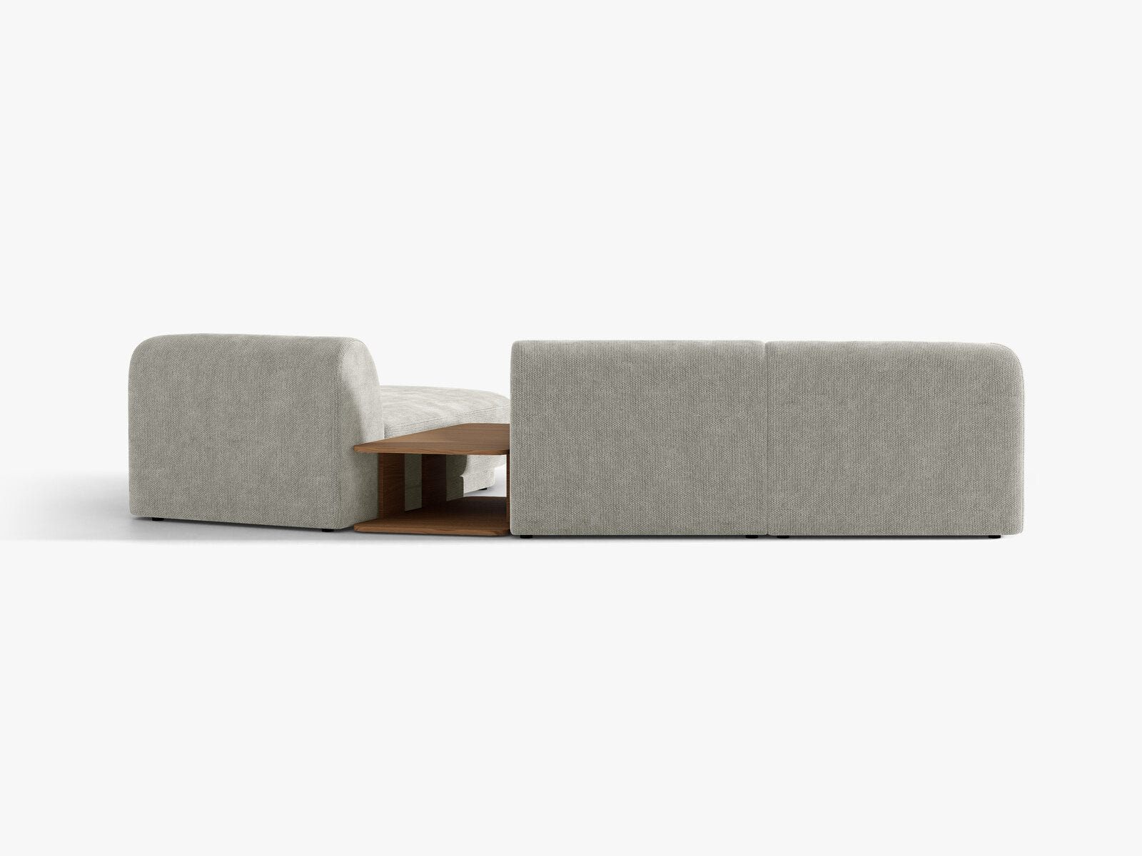 Micadoni Modulares Sofa Miley mit Recamiere 3-Sitzer Rechts Chenille Haga Hellgrau