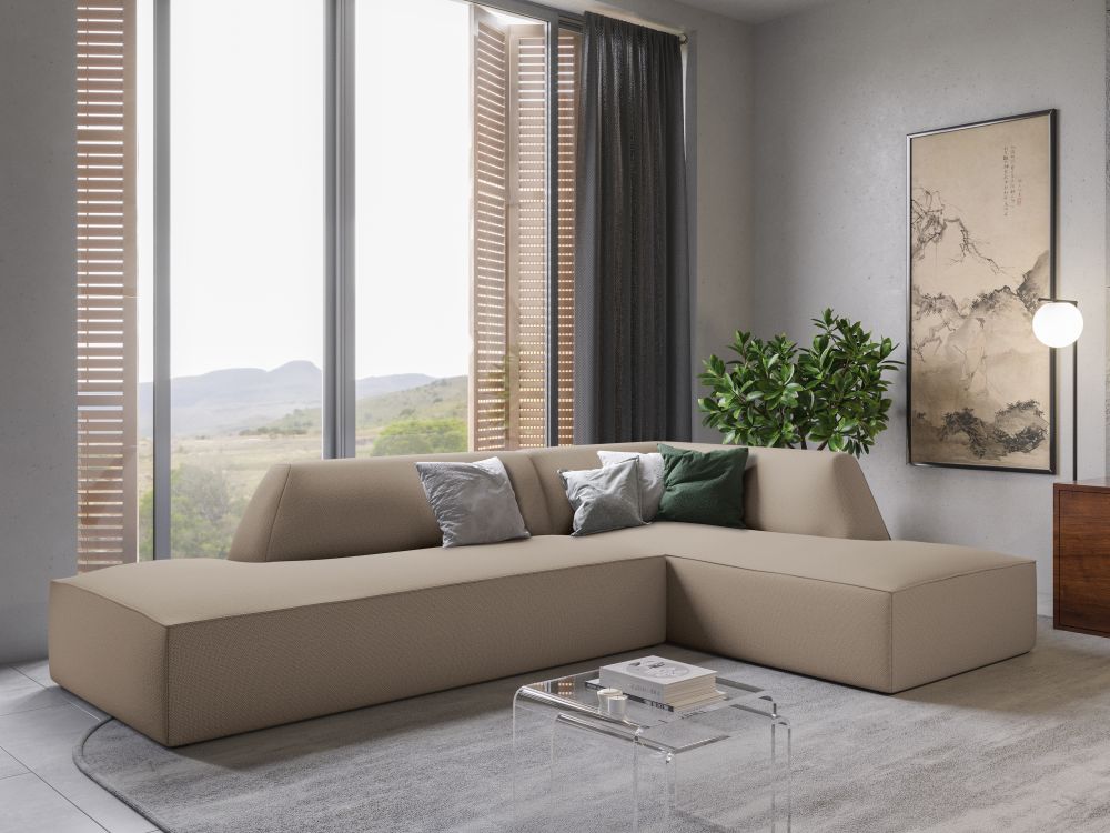 Cosmopolitan Design Ecksofa Siena 4-Sitzer offen Strukturierter Stoff Ottawa Dunkelbeige Rechts
