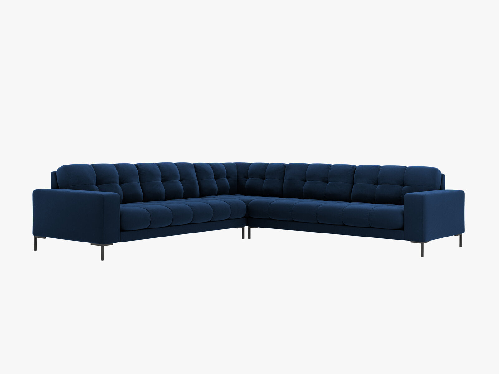 Micadoni Symmetrisches Ecksofa Mamaia 6-Sitzer Samt Bluvel Königsblau schwarze Beine