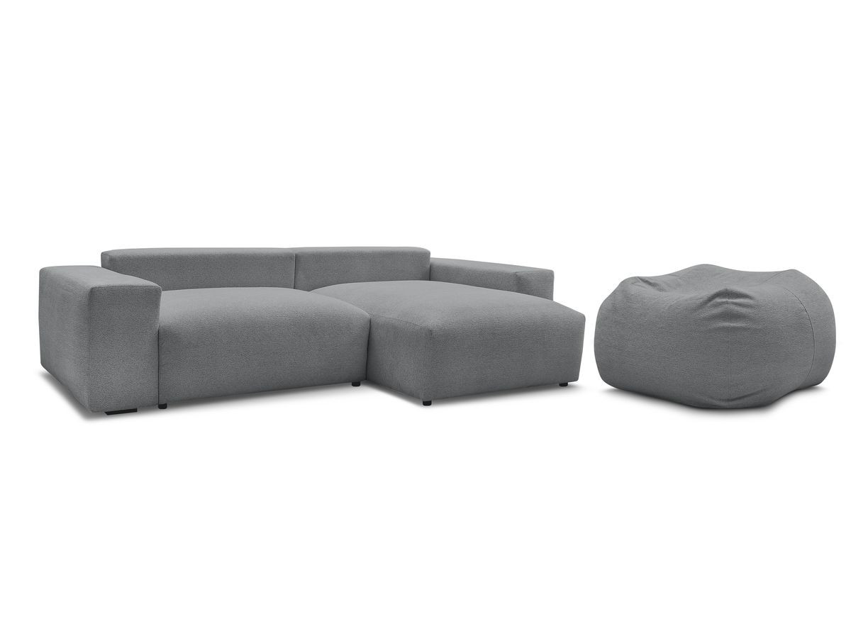 Bobochic Voltaire Ecksofa mit Pouf 310 × 174 cm Melange-Stoff Dunkelgrau