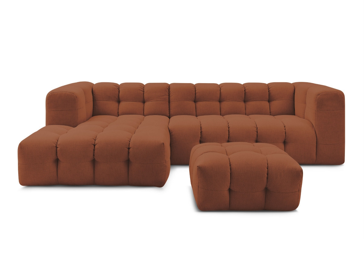 Bobochic Cloud Ecksofa mit Pouf 288 × 184 cm Stoff Orange Ecke links