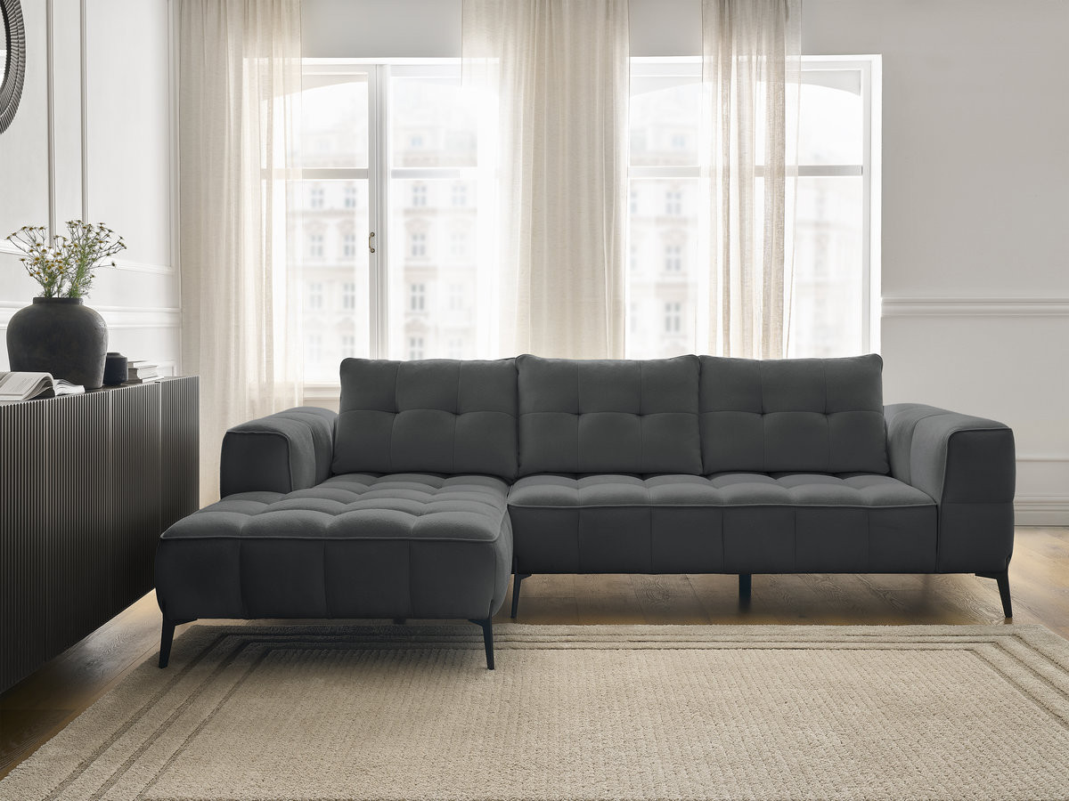 Bobochic Anis Ecksofa Strukturstoff Dunkelgrau Ecke links