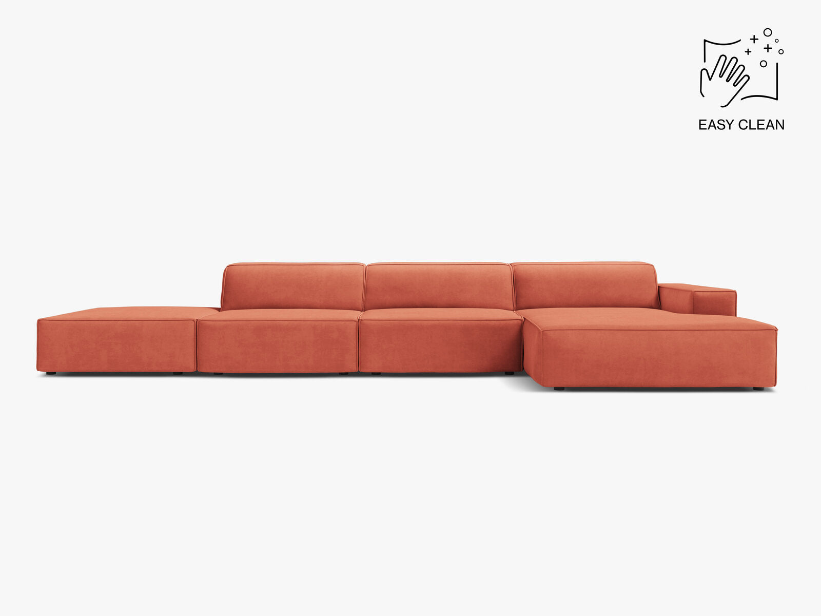 Micadoni Ecksofa Jodie 5-Sitzer Samt Venus Koralle Rechts