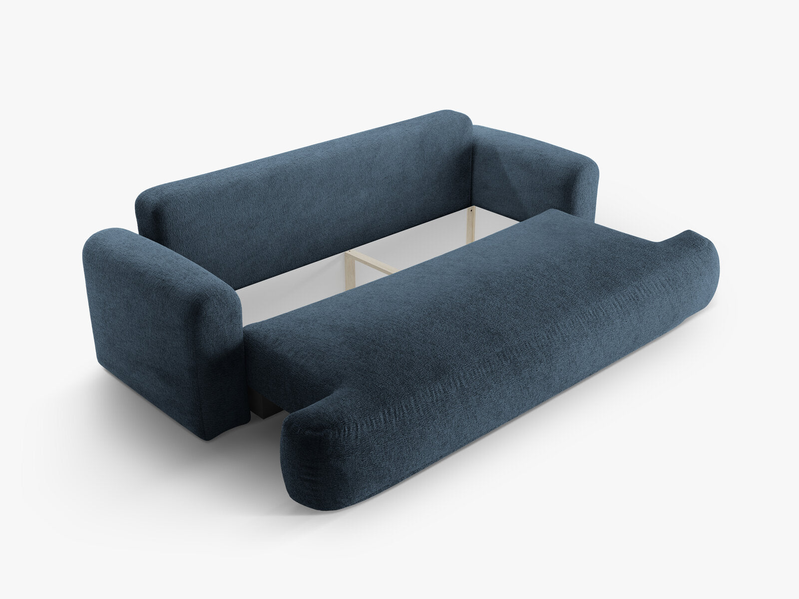 Micadoni Ella Schlafsofa 3-Sitzer mit Bettkasten Strukturierter Stoff Sorella Dunkelblau