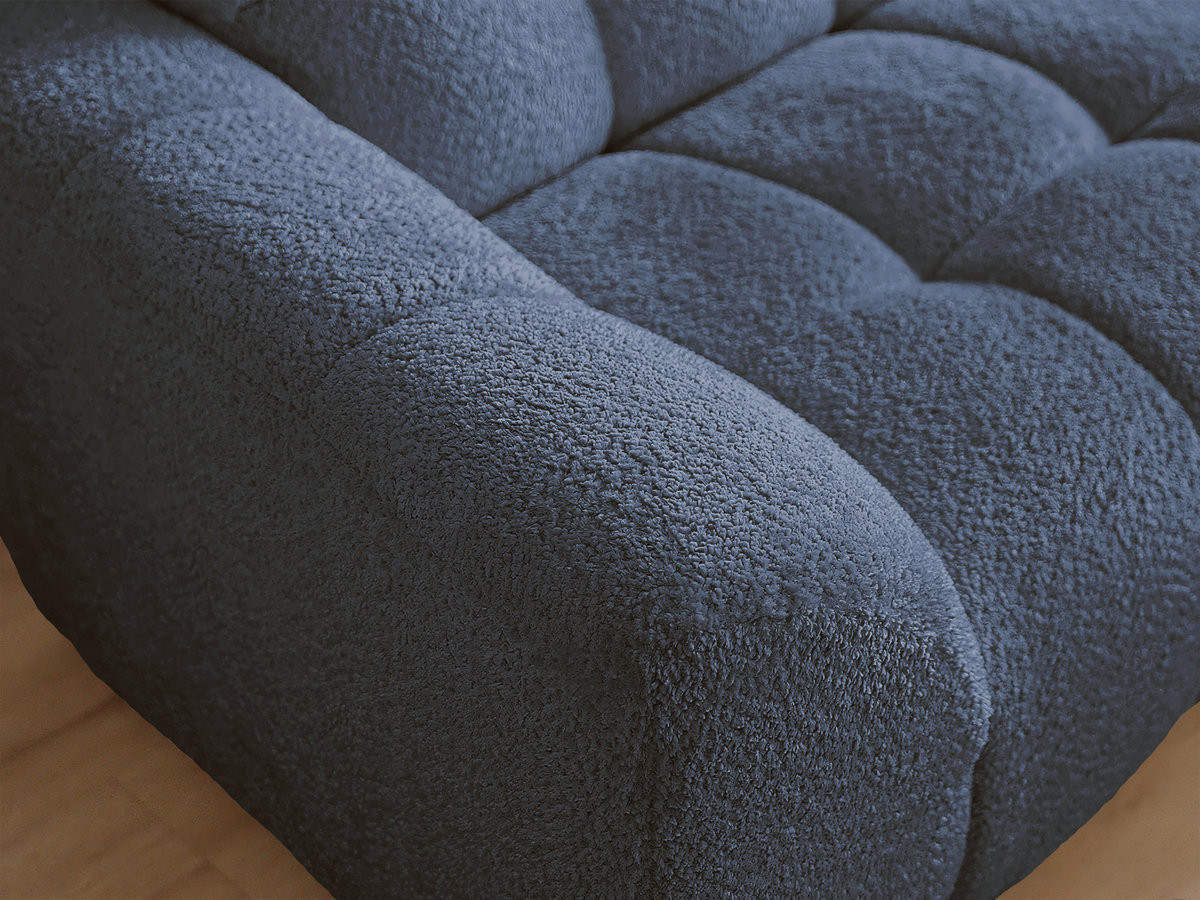 Bobochic Jaya Ecksofa mit Pouf Chenille Dunkelblau Ecke rechts
