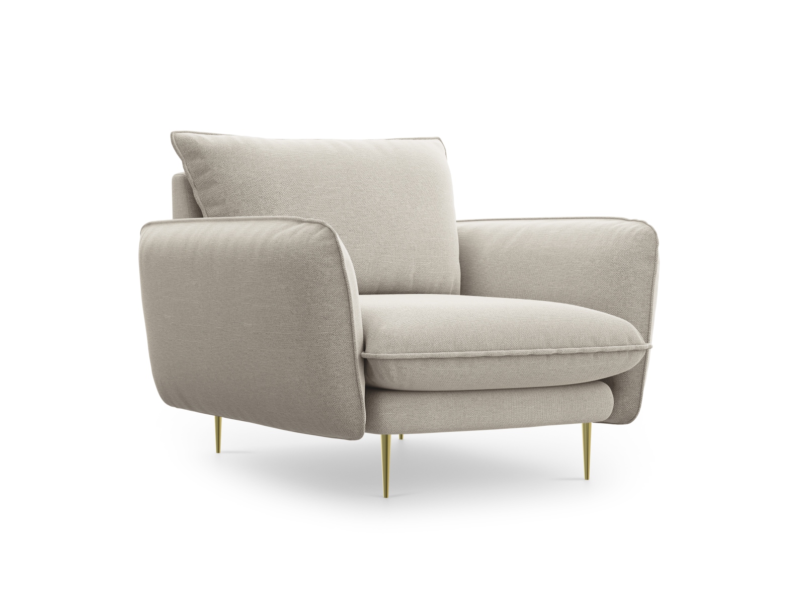 Cosmopolitan Design Sessel Vienna Strukturierter Stoff Positano Helles Beige Beine Gold