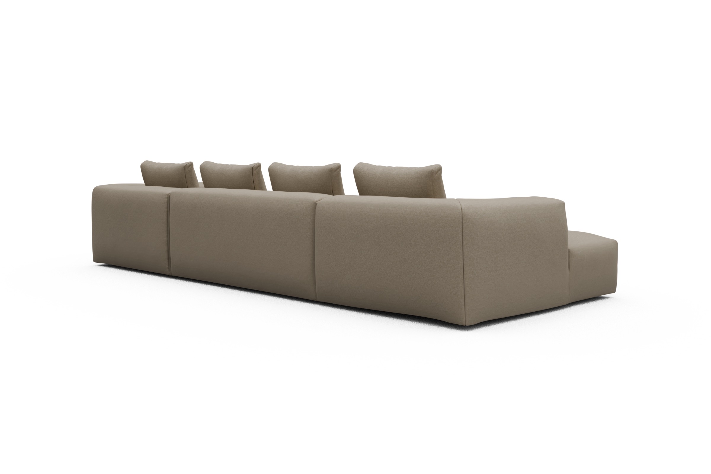 Wohnlandschaft Fred Relax-Ecke rechts mit 2-Sitzer und Chaiselongue links Strukturierter Stoff Satya 445-Natural-Beige