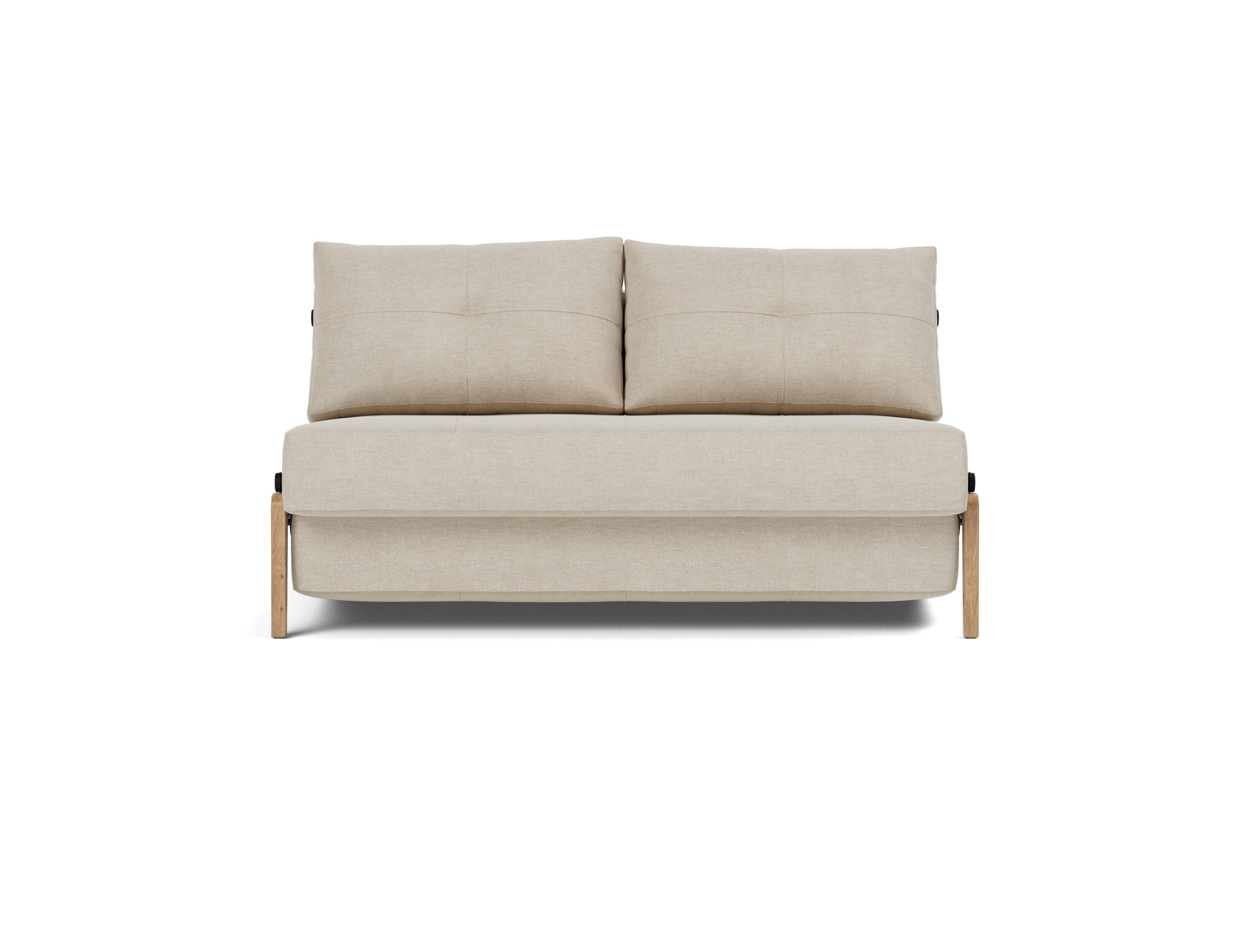 Schlafsofa Cubed 140 Flachgewebe Phobos 586-Latte Beine Eiche