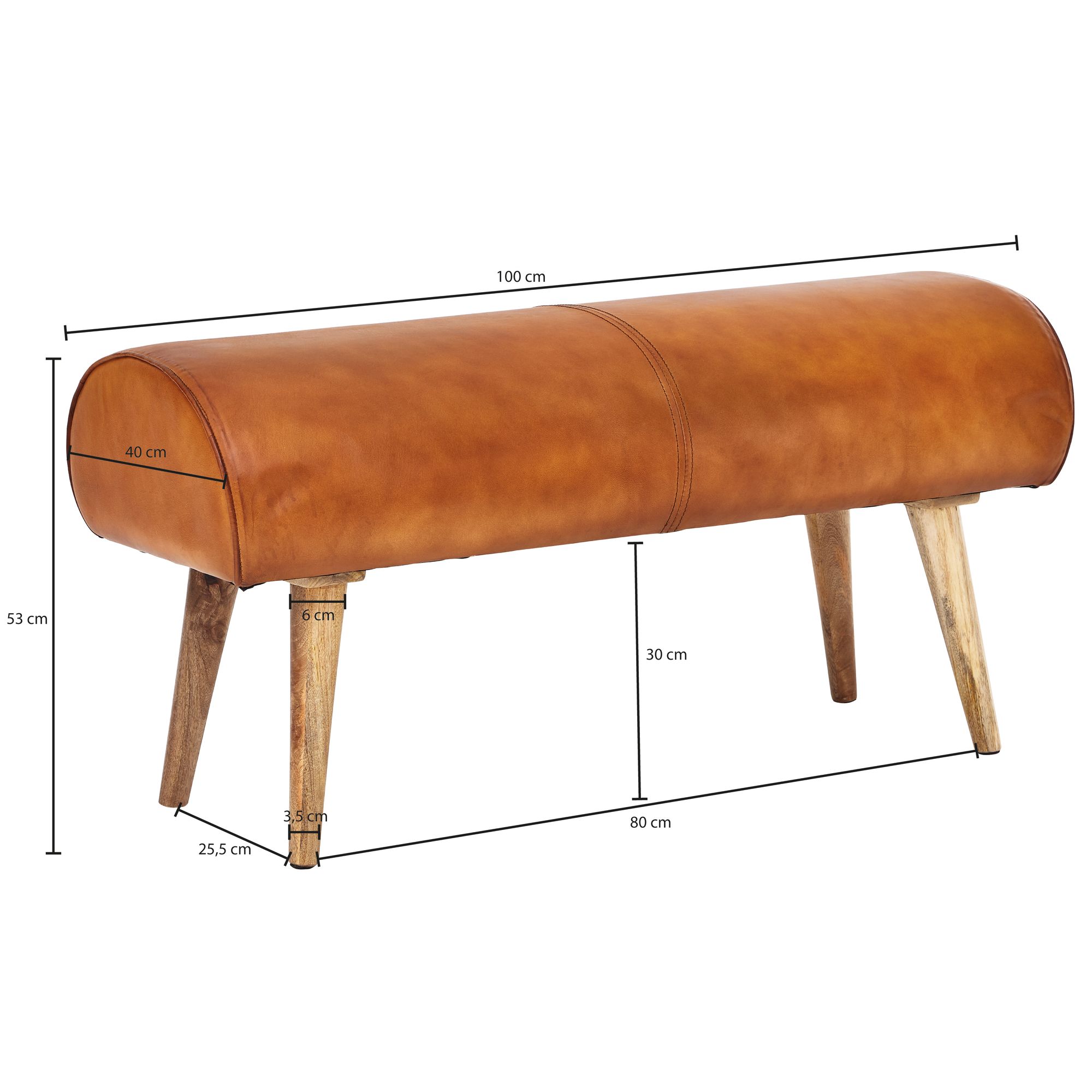 Sitzbank Thisted Echtleder Braun 100 × 40 × 53 cm