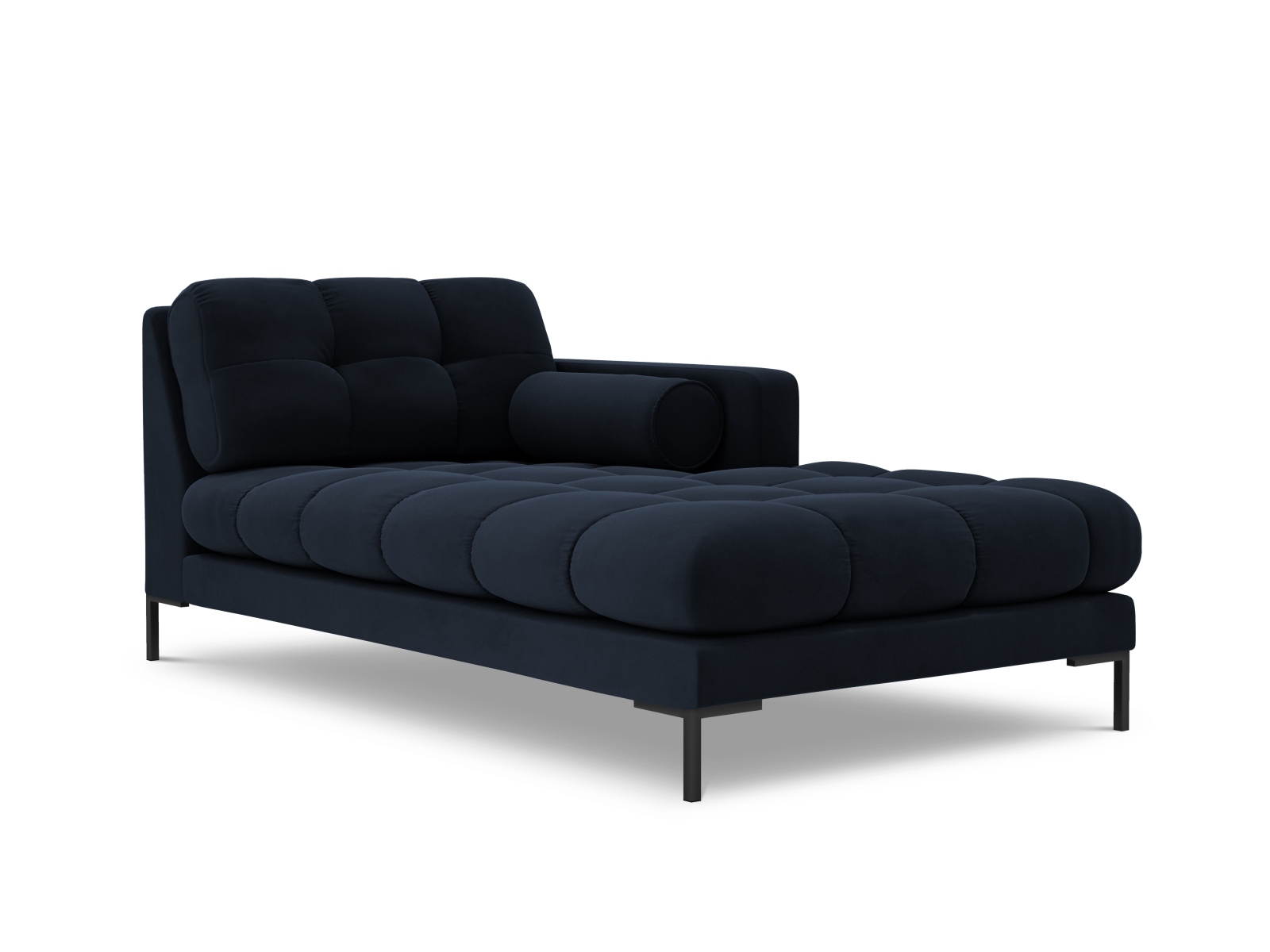 Cosmopolitan Design Chaiselongue Bali Samt Bluvel Dunkelblau Rechts Beine Schwarzes Metall