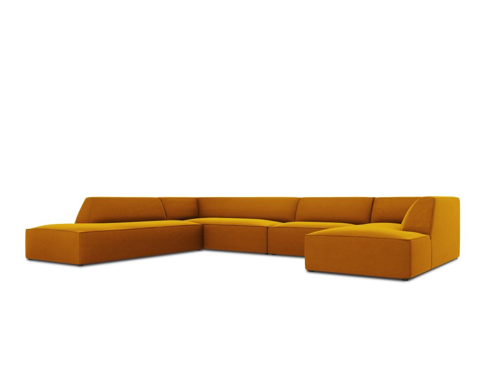 Cosmopolitan Design Panoramasofa Siena 7-Sitzer Samt Salvador Gelb Links