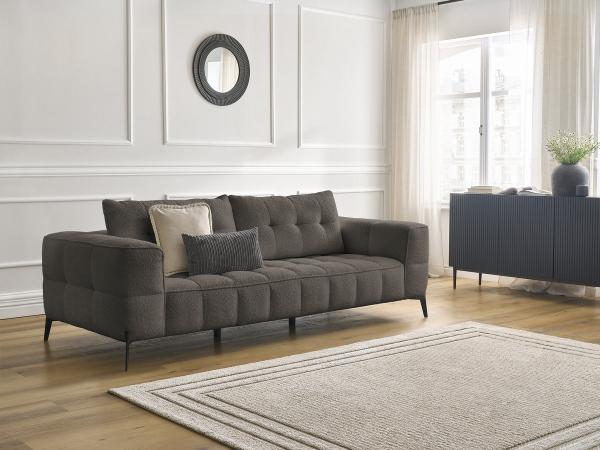 Bobochic Anis Sofa 3-Sitzer Bouclé-Stoff Braun