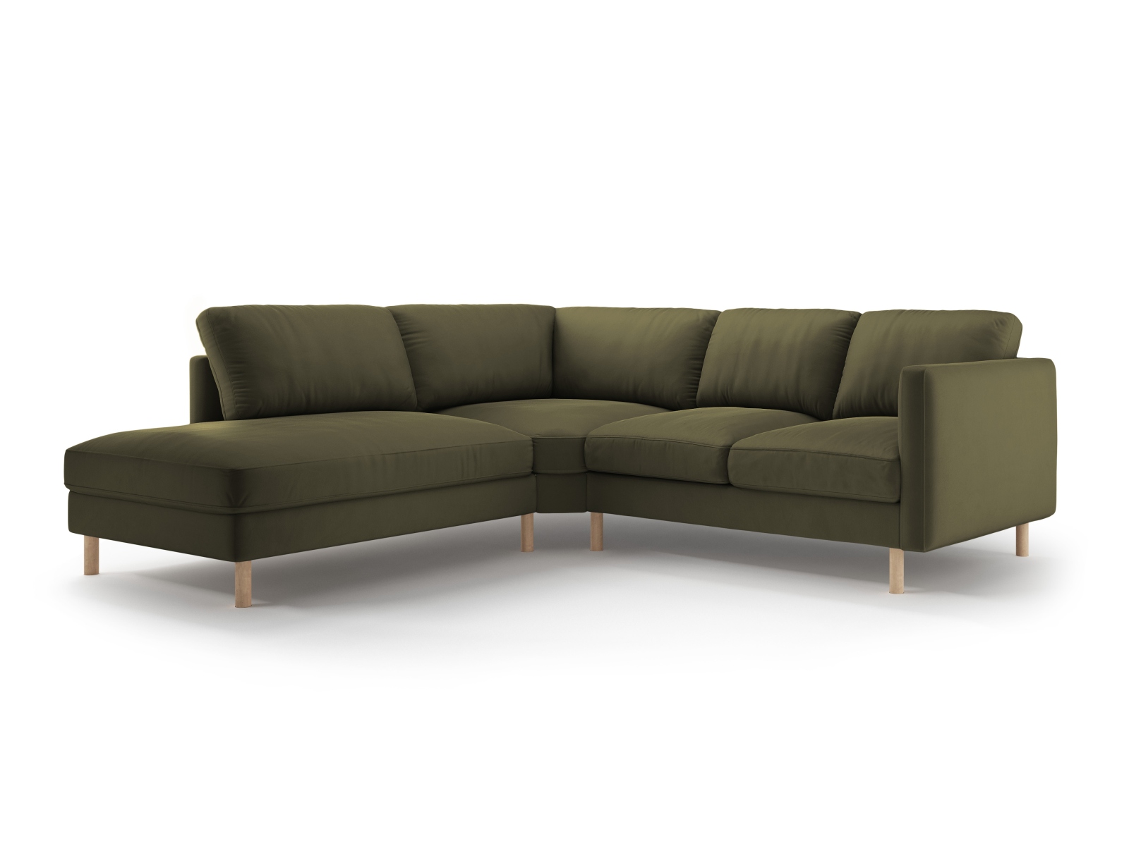 Micadoni Symmetrisches Ecksofa Eden 4-Sitzer Links Samt Moßgrün Melange