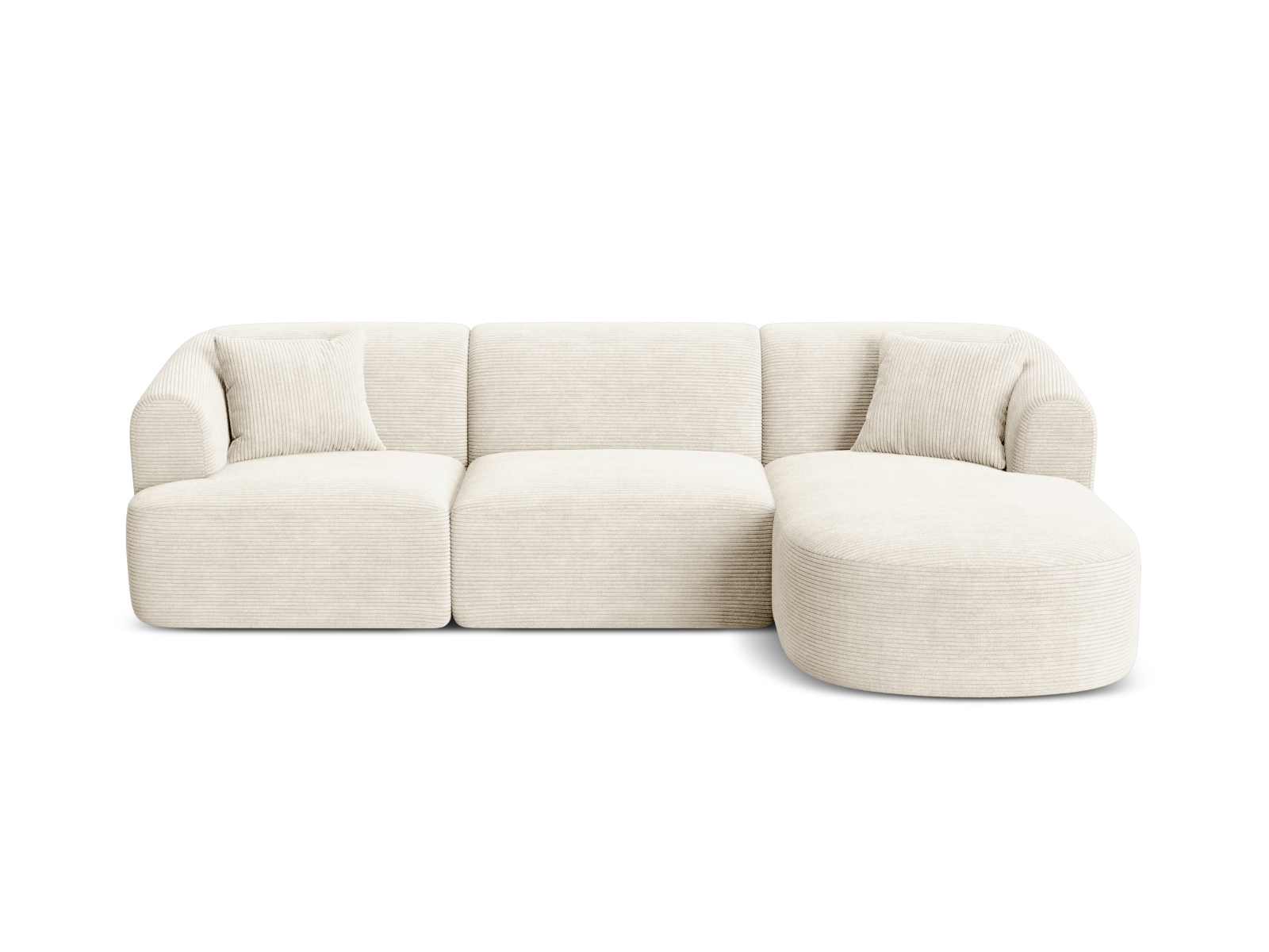 Cosmopolitan Design Ecksofa Campi 4-Sitzer Kord Lincoln D Helles Beige Rechts