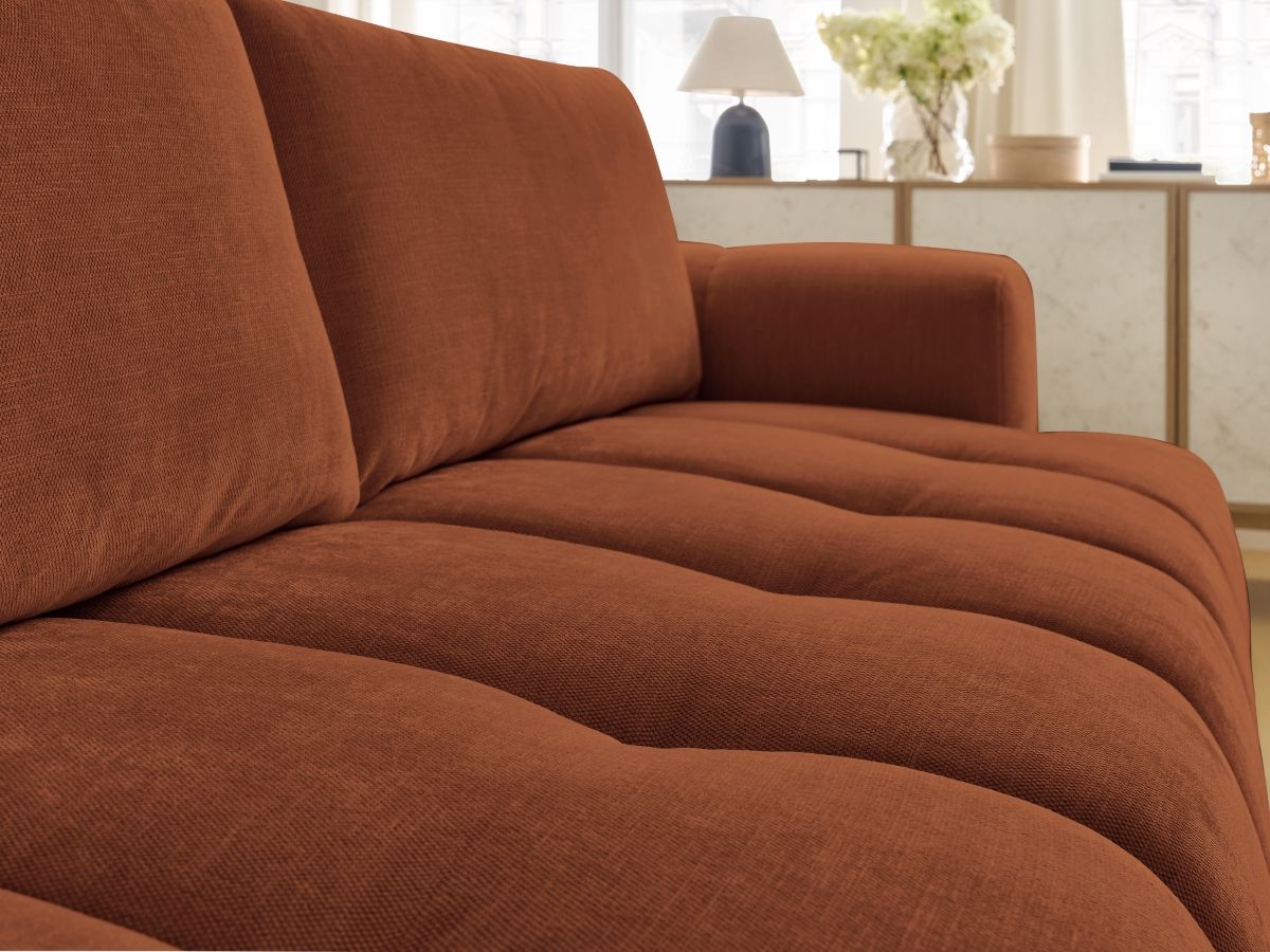 Bobochic Fuji Schlafsofa 3-Sitzer mit Bettkasten Stoff Orange