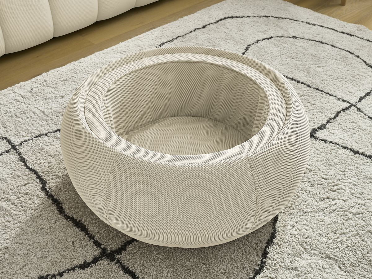 Bobochic Hayden Sofa 3-Sitzer mit Pouf 256 × 107 cm Mesh-Stoff Beige