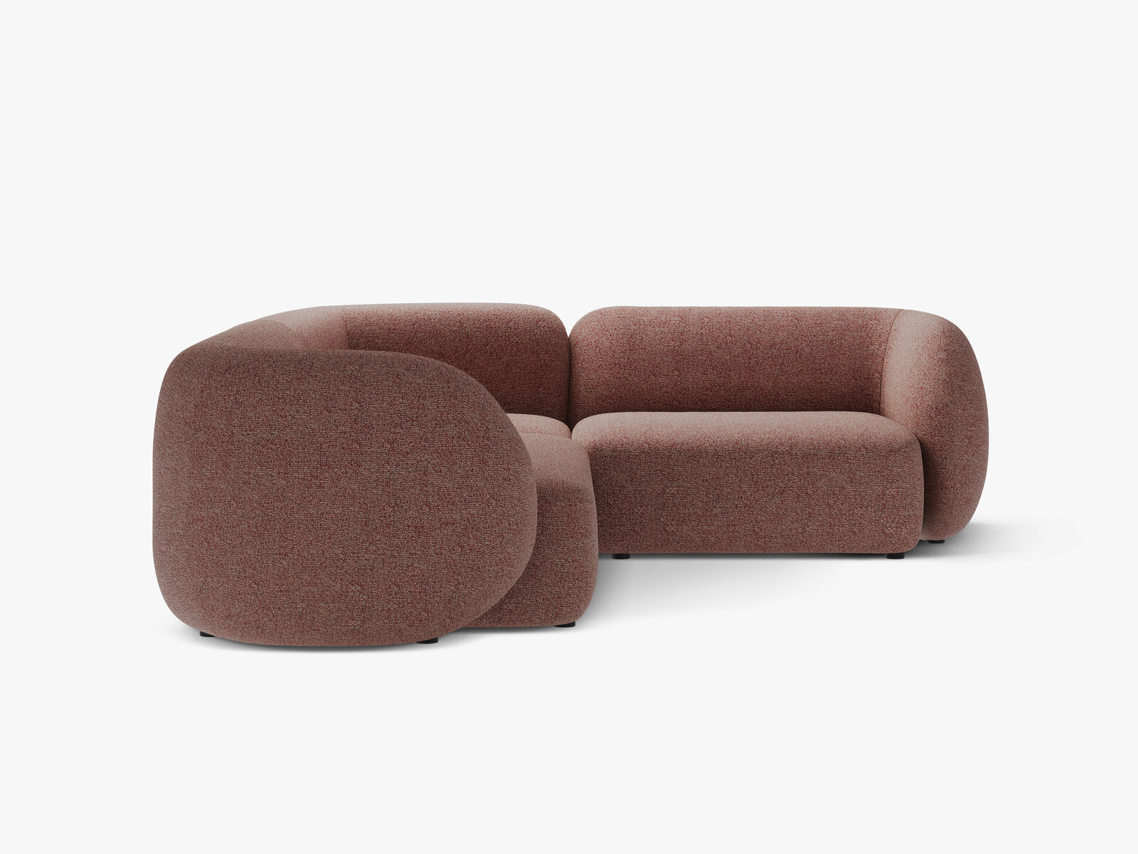 Micadoni Ecksofa Kate 4-Sitzer Rechts Strukturierter Stoff Puente Rosa Melange
