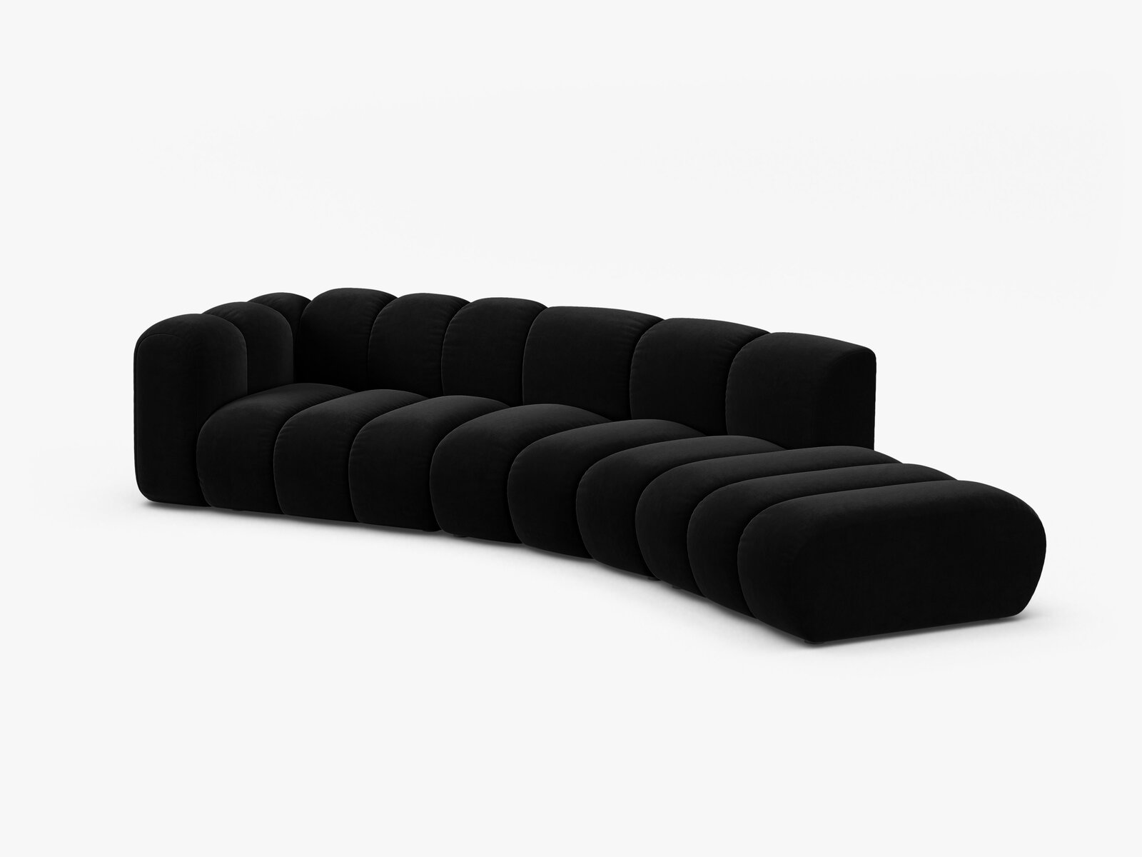 Micadoni Modulares Sofa Lupine 5-Sitzer Samt Venus Schwarz Rechts