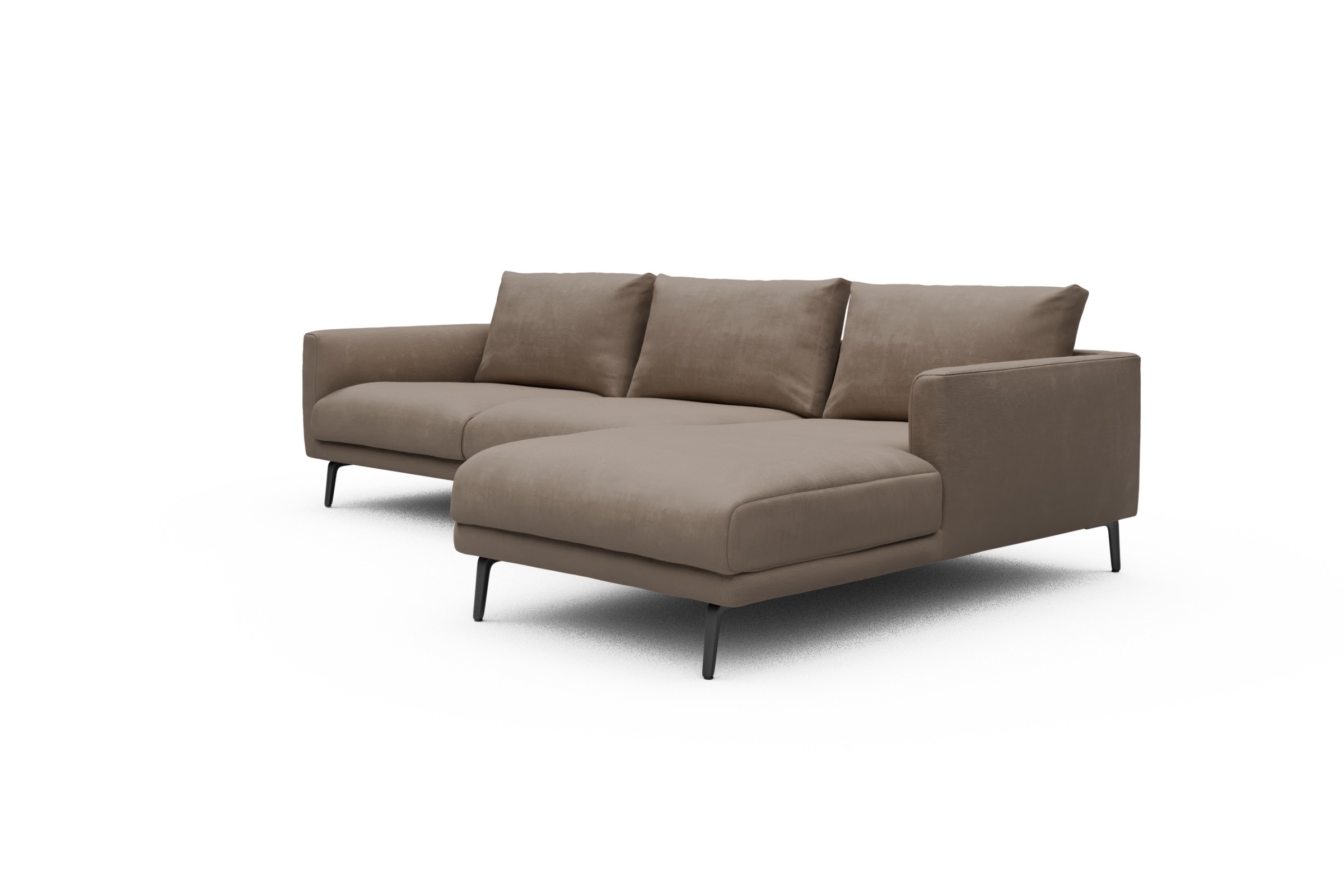 Ecksofa Karl Chaiselongue rechts mit 2,5-Sitzer Cordufine-Biege