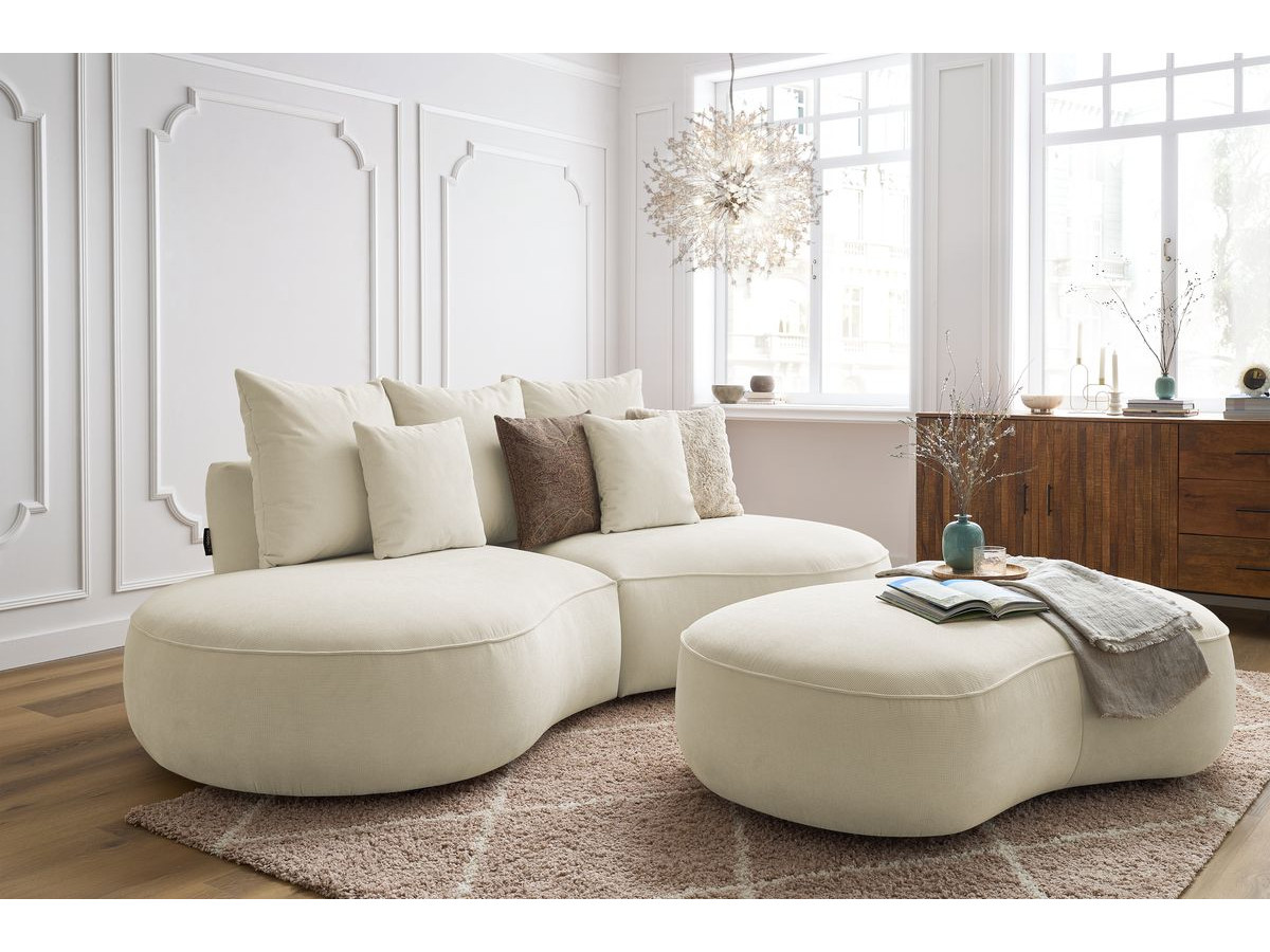 Bobochic Saint-germain Sofa 5-Sitzer mit Pouf Strukturstoff Beige