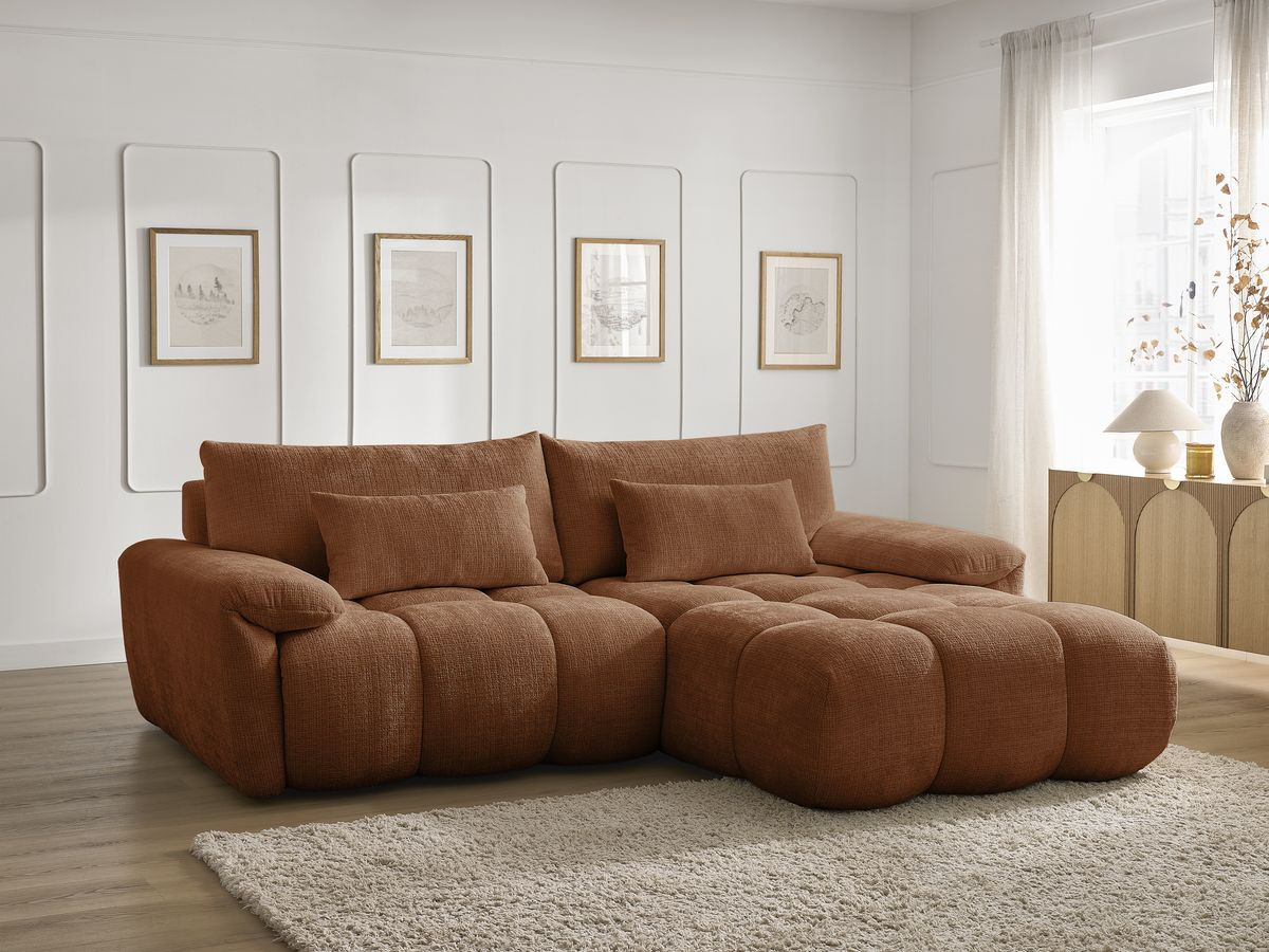 Bobochic Ivane Ecksofa Strukturstoff Orange Ecke rechts