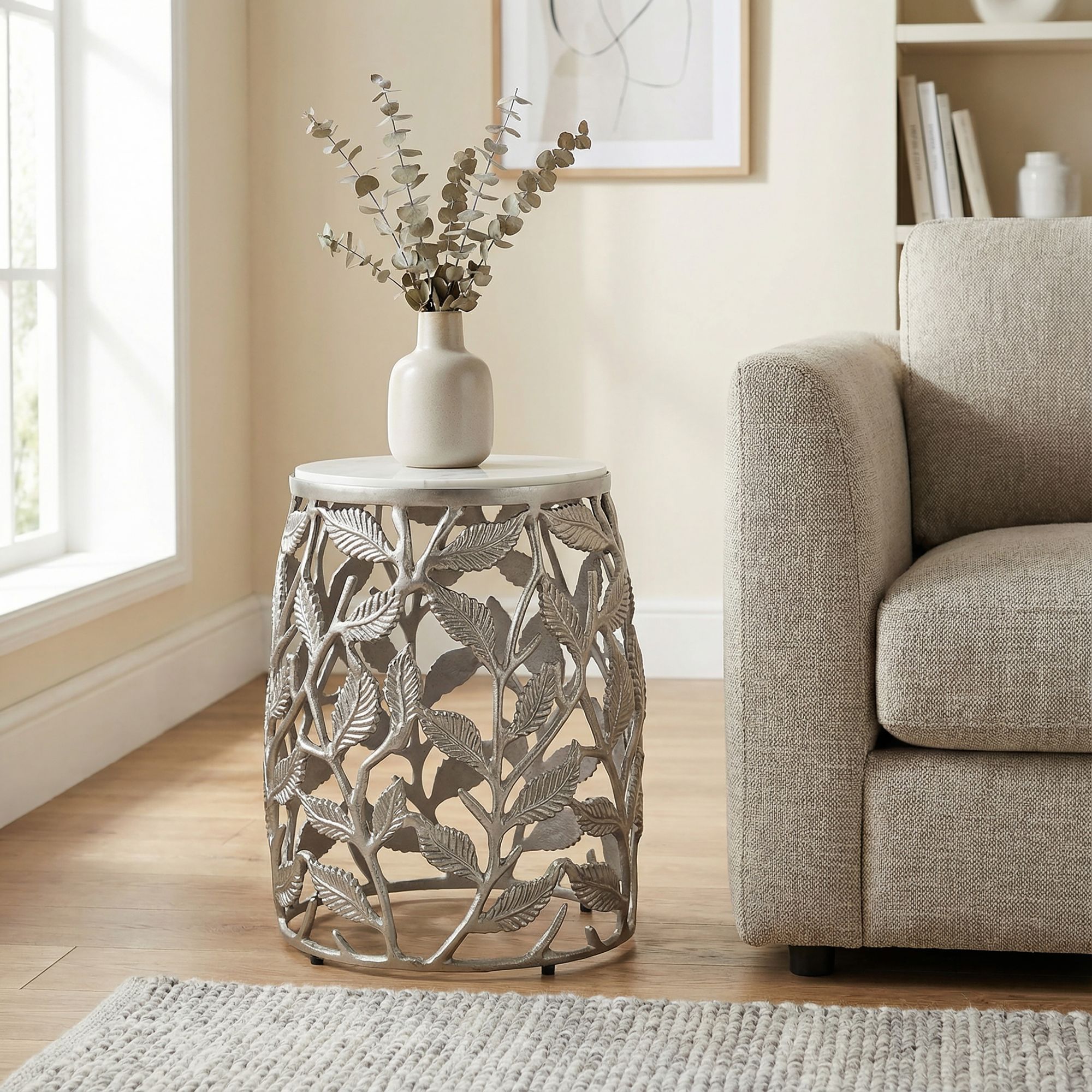 Beistelltisch Sortland Marmor Silber Ø 40 × H 46 cm