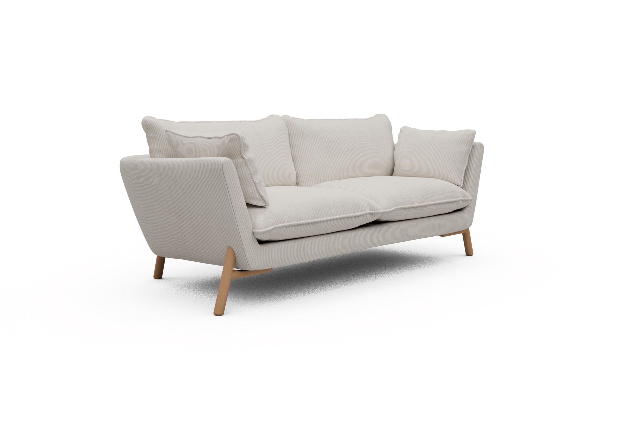 Sofa Emil PREMIUM 2-Sitzer Beinfarbe Eiche Natur Corduroy Ivory Skandi Home moebelfaktor