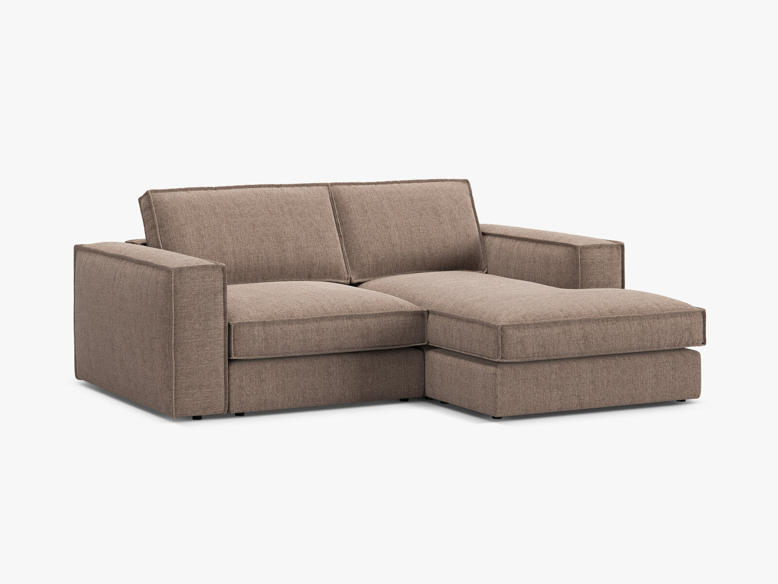 Micadoni modulares Ecksofa Pola 2-Sitzer kleine Version Rechts Strukturierter Stoff Babel Hellbraun