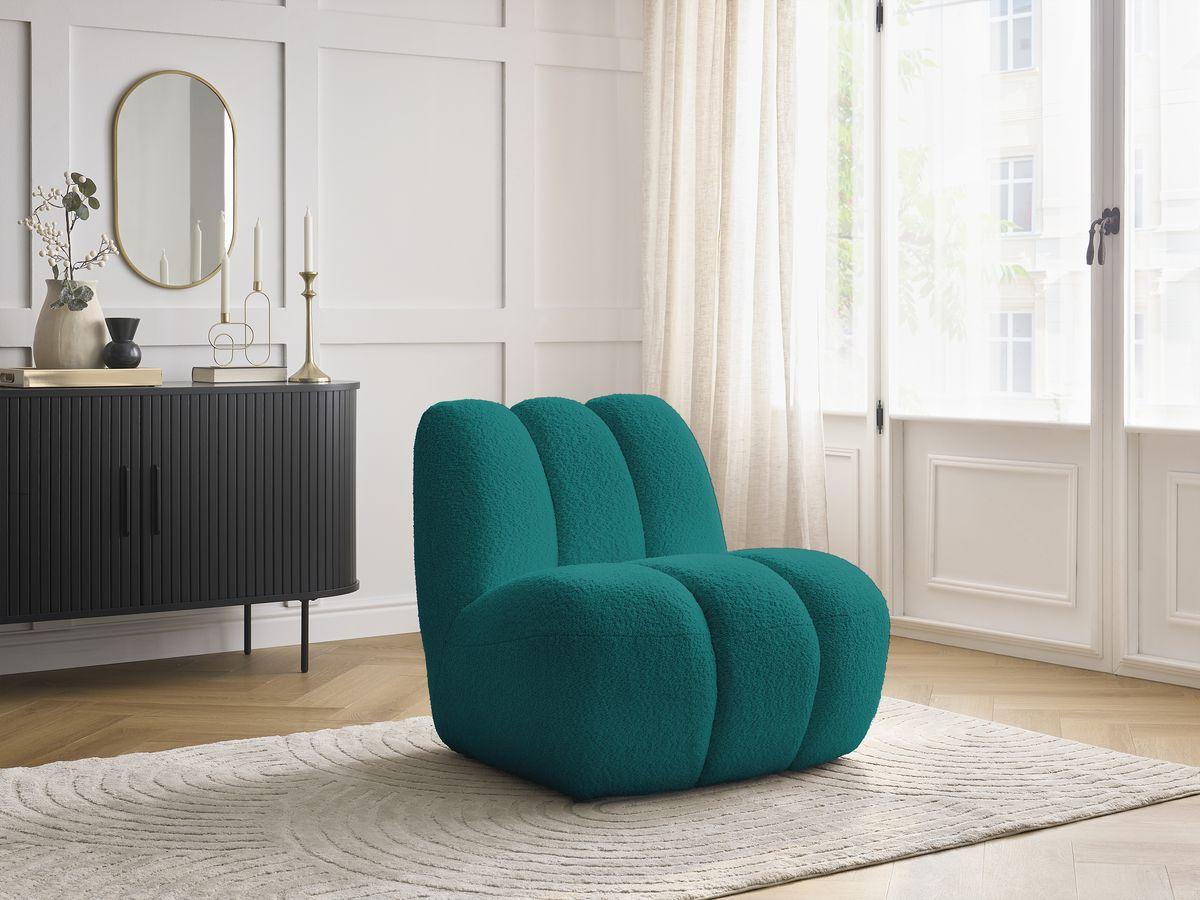 Bobochic Janissaire Sessel 81 × 90 cm Bouclé-Stoff Hellblau