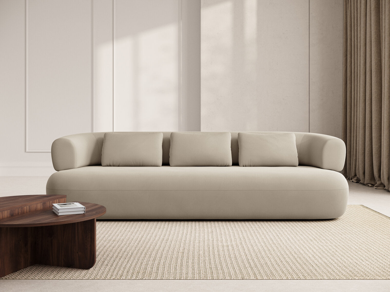 Micadoni Sofa Jenny 3-Sitzer Samt Salvador Beige