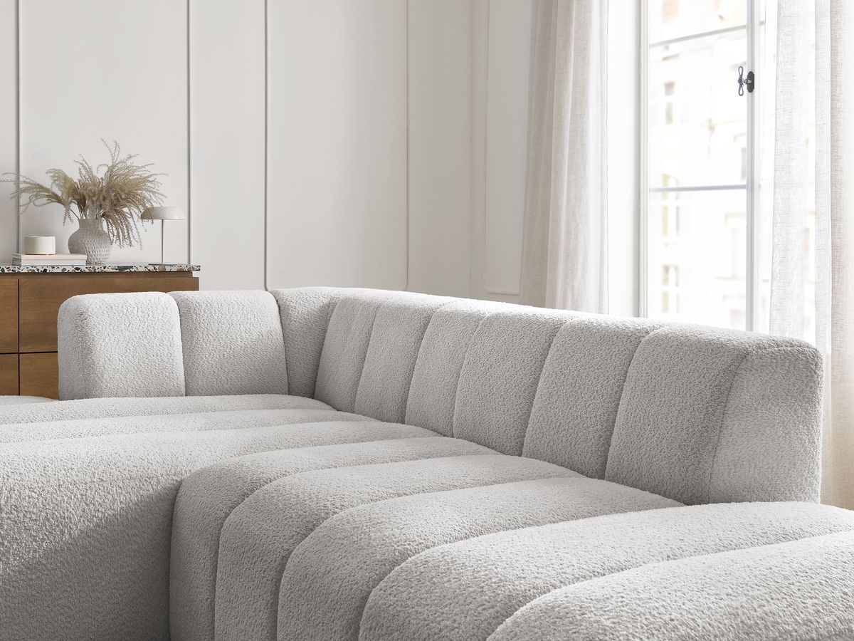 Bobochic Annecy Ecksofa Bouclé-Stoff Hellgrau Ecke links