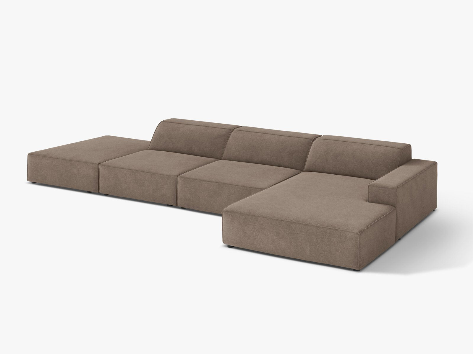 Micadoni Ecksofa Jodie 5-Sitzer Strukturierter Stoff Liberty Cappuccino Rechts