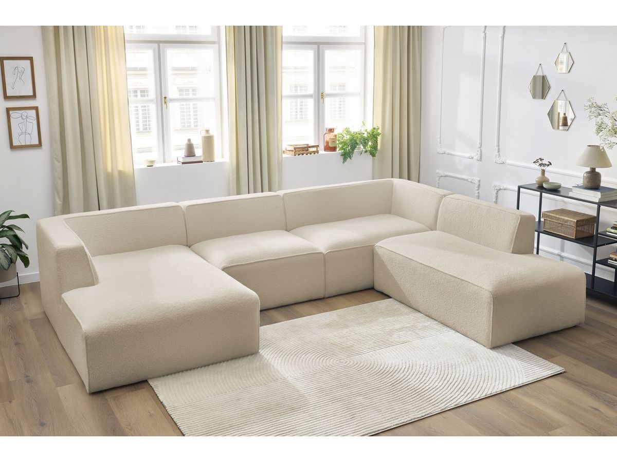 Bobochic Megeve Wohnlandschaft Bouclé-Stoff Beige Ecke links