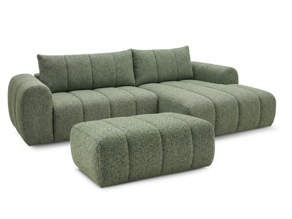 Bobochic Nesty Ecksofa 272 cm mit Pouf Melange-Stoff Hellgrün Ecke rechts