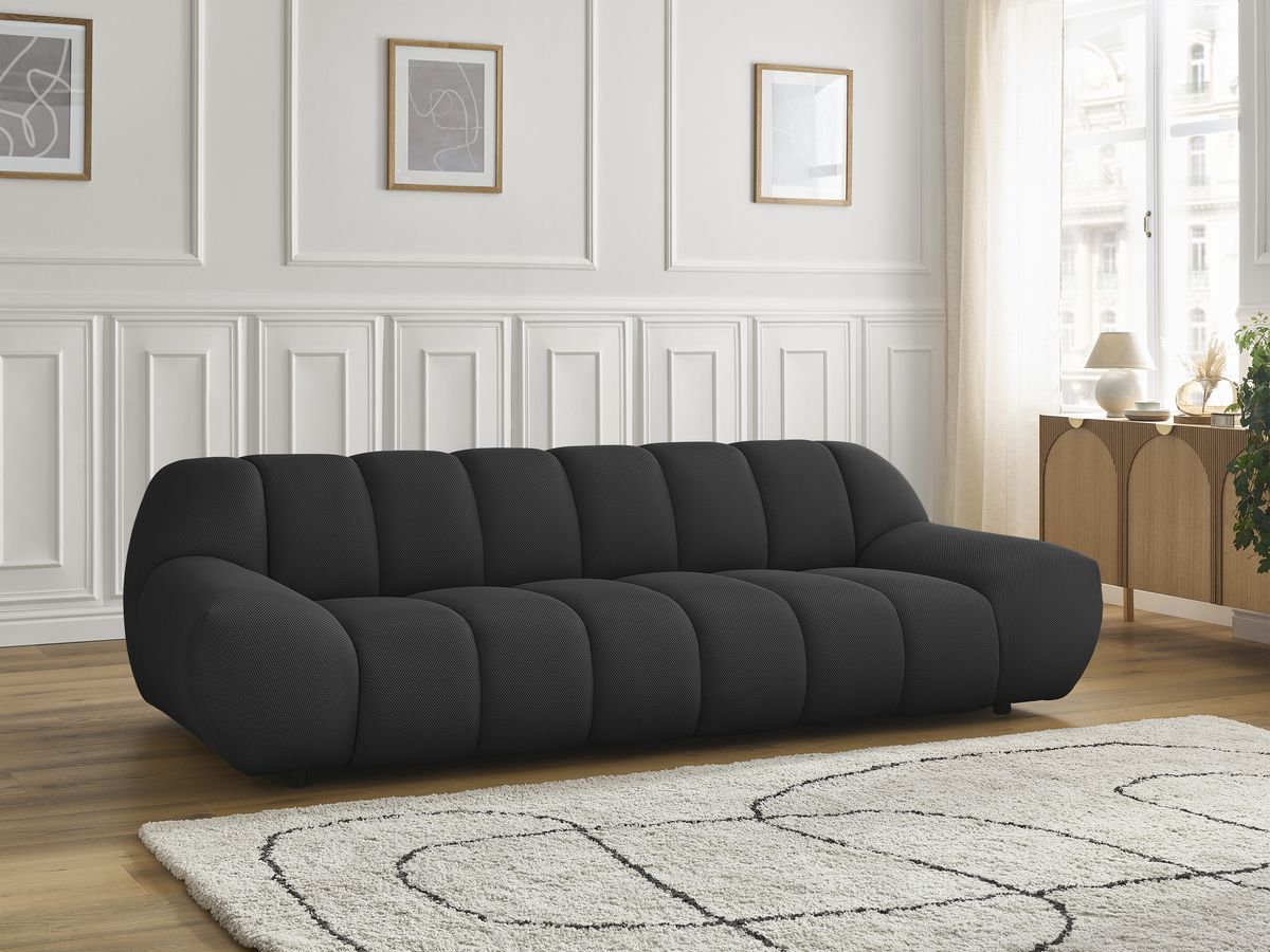 Bobochic Hayden Sofa 3-Sitzer Mesh-Stoff Schwarz