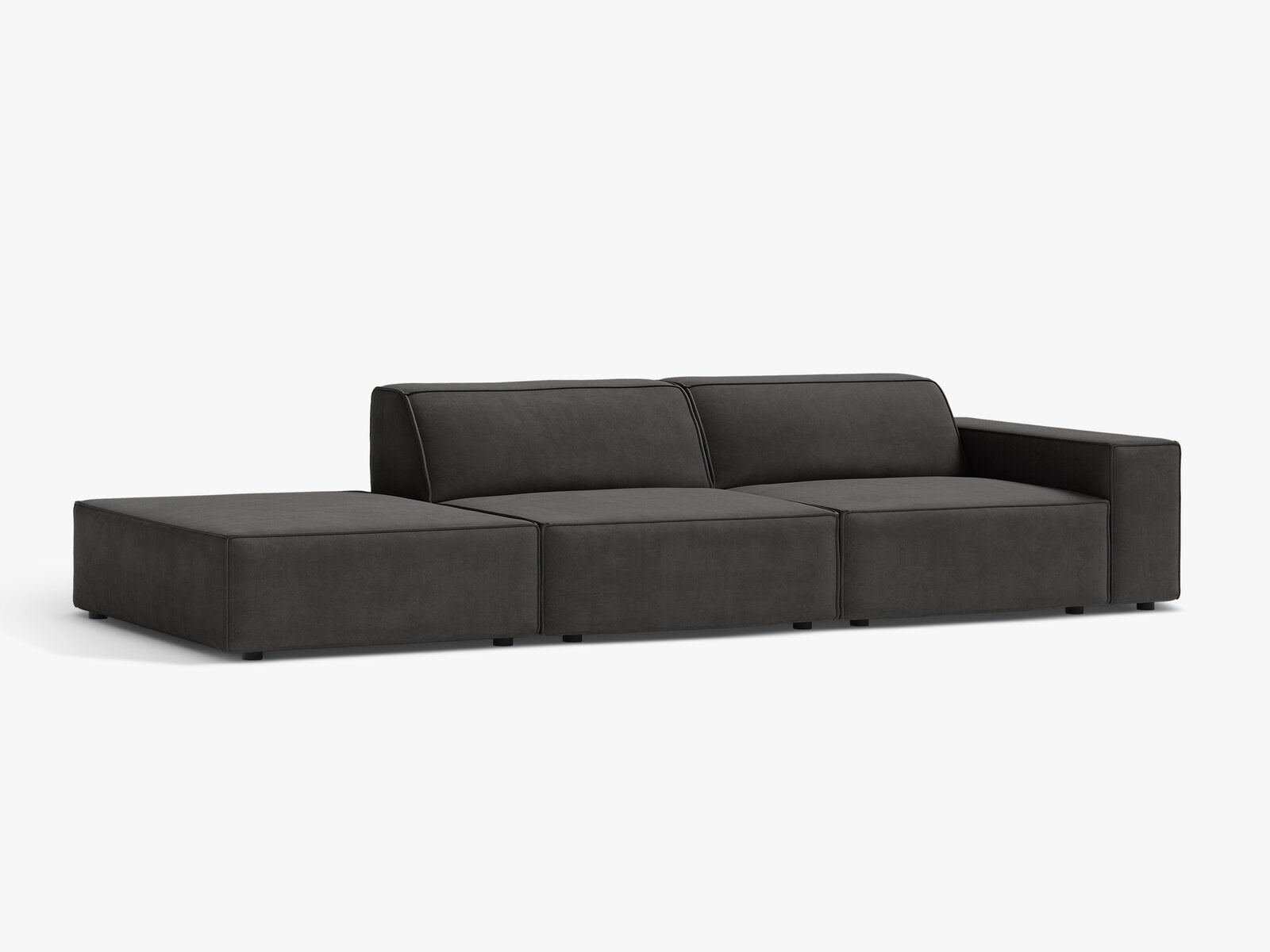 Micadoni Sofa Jodie 3-Sitzer Links Samt Bluvel Grau