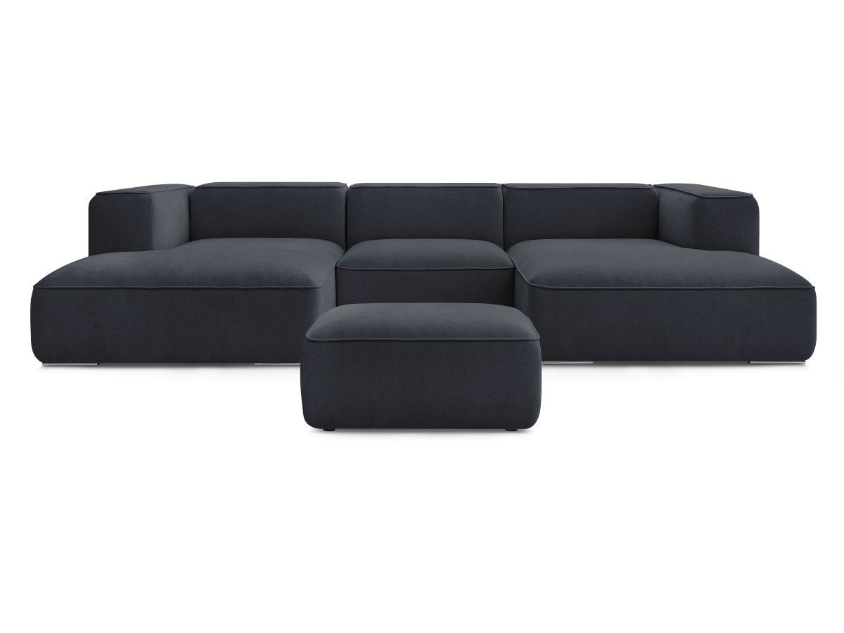 Bobochic Zephyr Wohnlandschaft mit Pouf Strukturstoff Dunkelblau