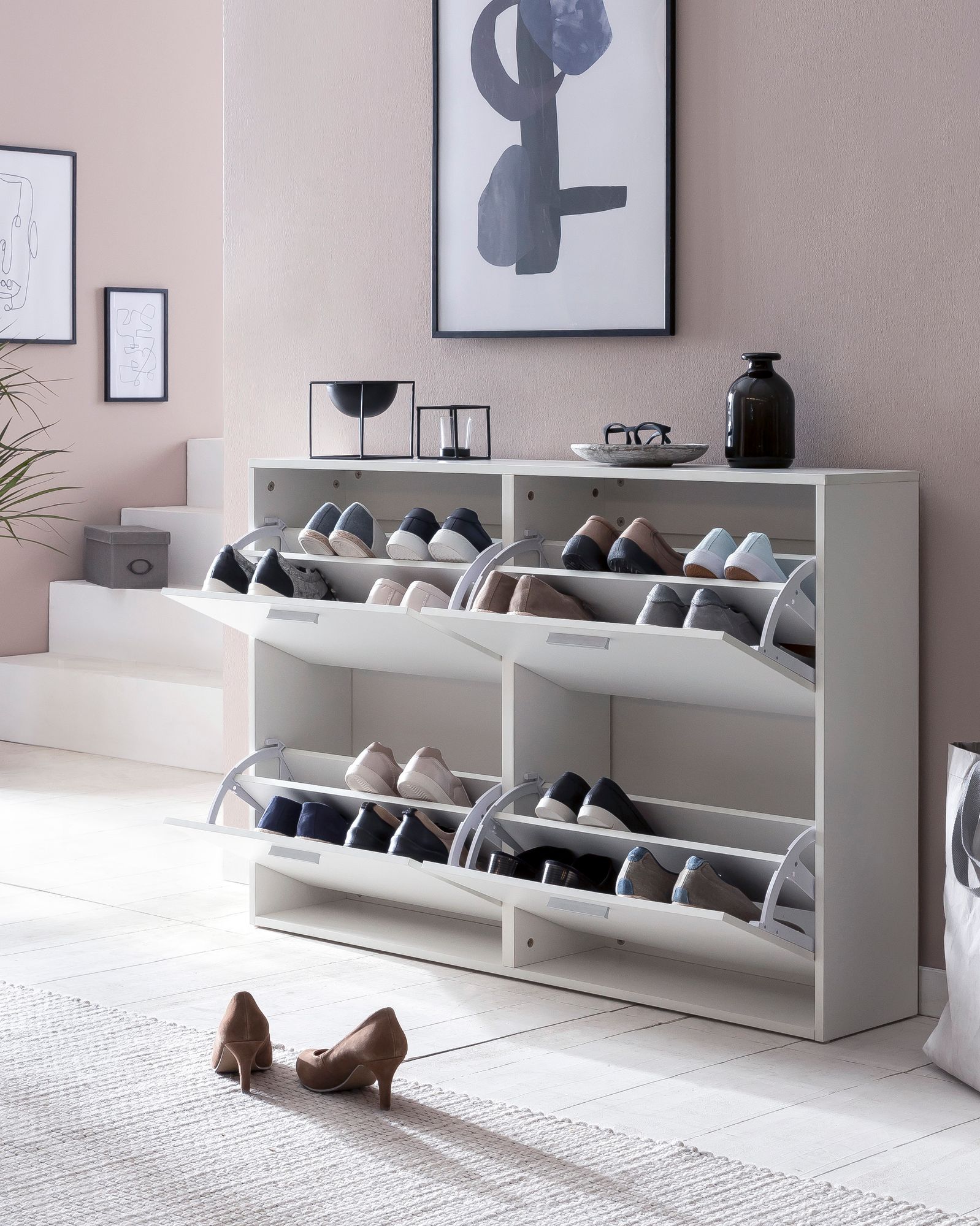 Schuhschrank Volda Weiß 120 × 24 × 81 cm
