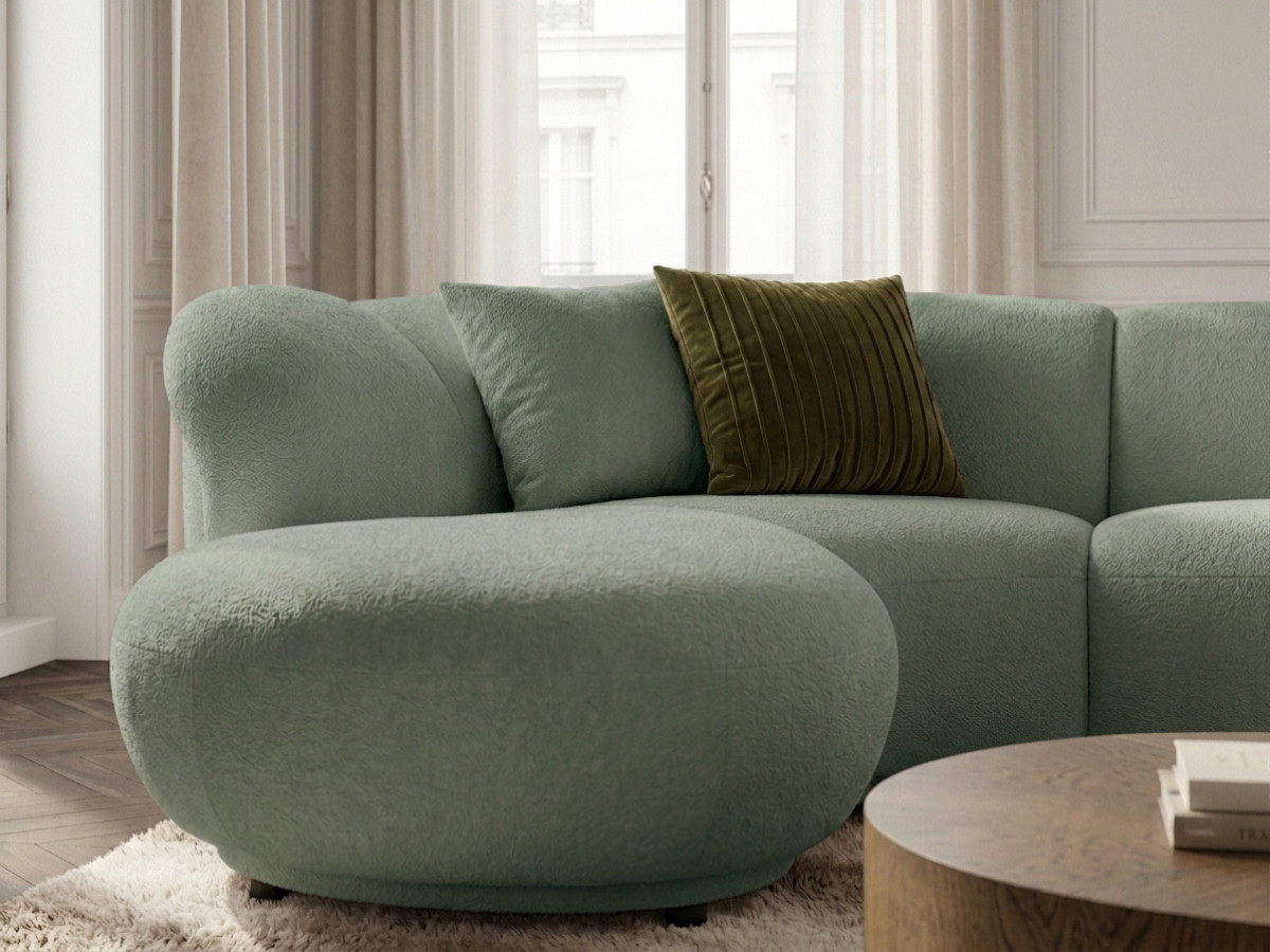 Bobochic Nora Ecksofa Chenille Grün Ecke links