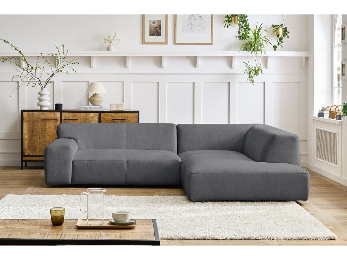 Bobochic Lavena Ecksofa 272 × 220 cm Samt Dunkelgrau Ecke rechts