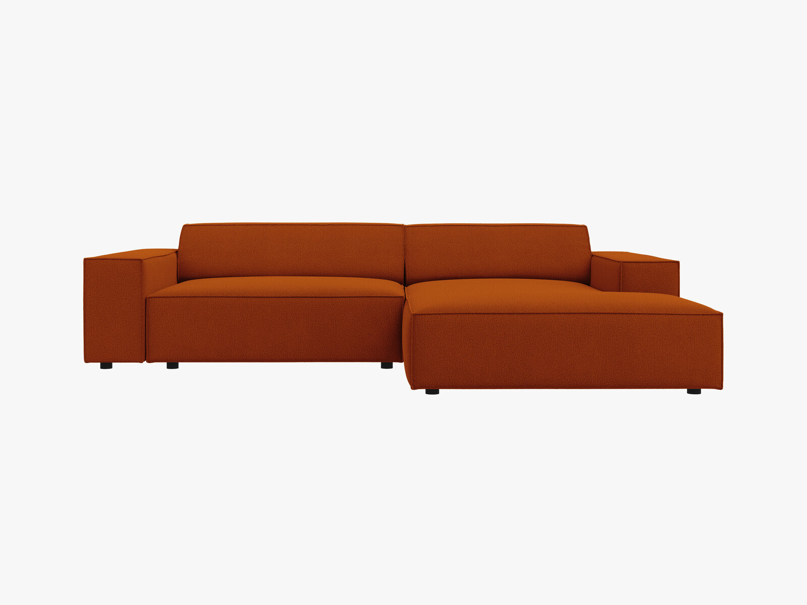 Micadoni Ecksofa Jodie 3-Sitzer Rechts Strukturierter Stoff Megan Terrakotta