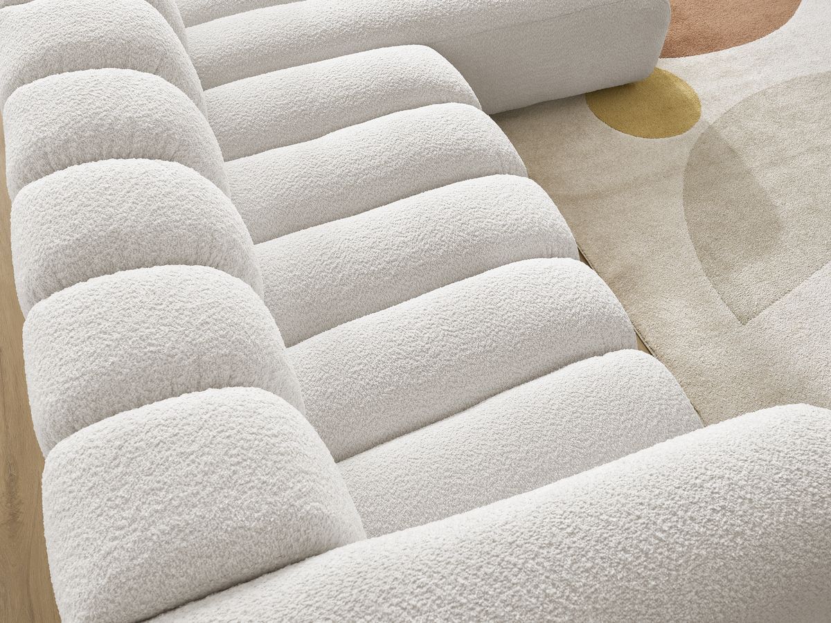 Bobochic Talia Ecksofa Bouclé-Stoff Weiß Ecke rechts
