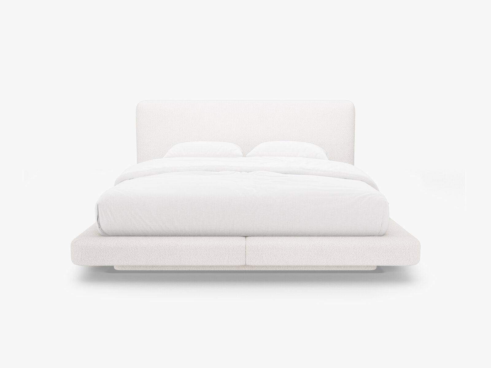 Micadoni Polsterbett mit Kopfteil Linea Boucle Baloo Weiß 140x200