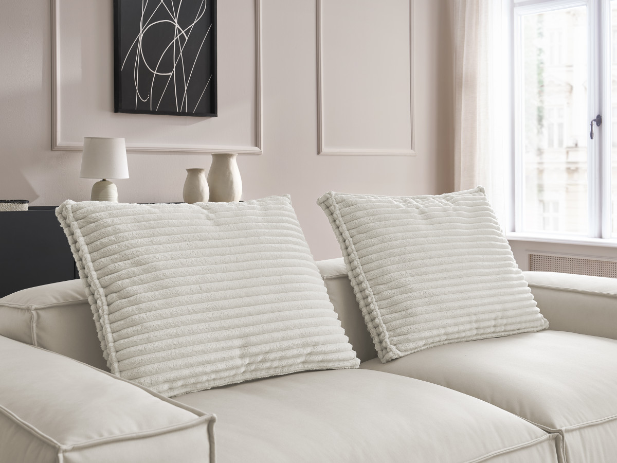 Bobochic Boheme Sofa 4-Sitzer mit Pouf Kunstleder Beige
