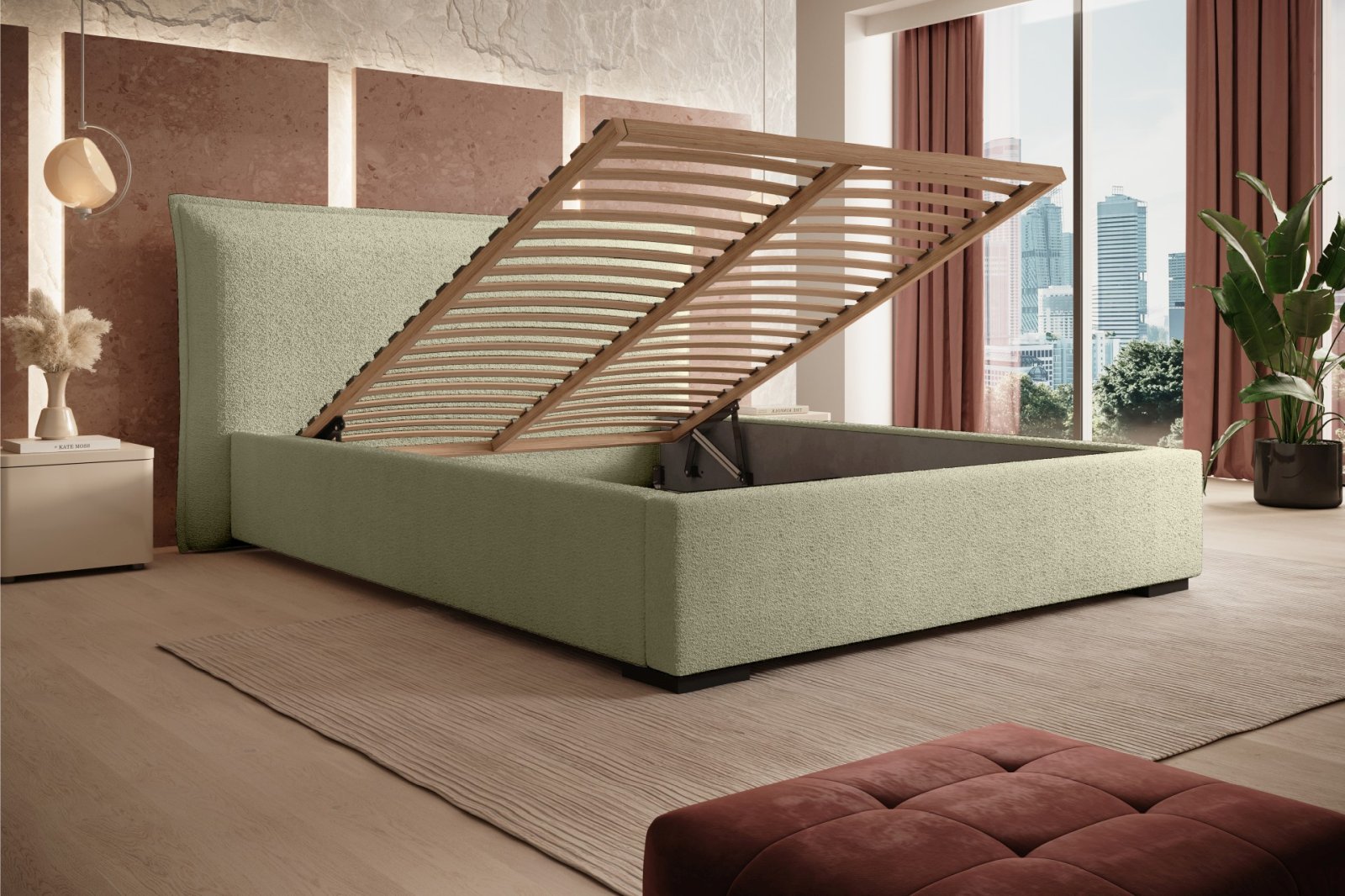 Polsterbett Renoa Boucle 140x200 mit Holzrahmen Quelle 06