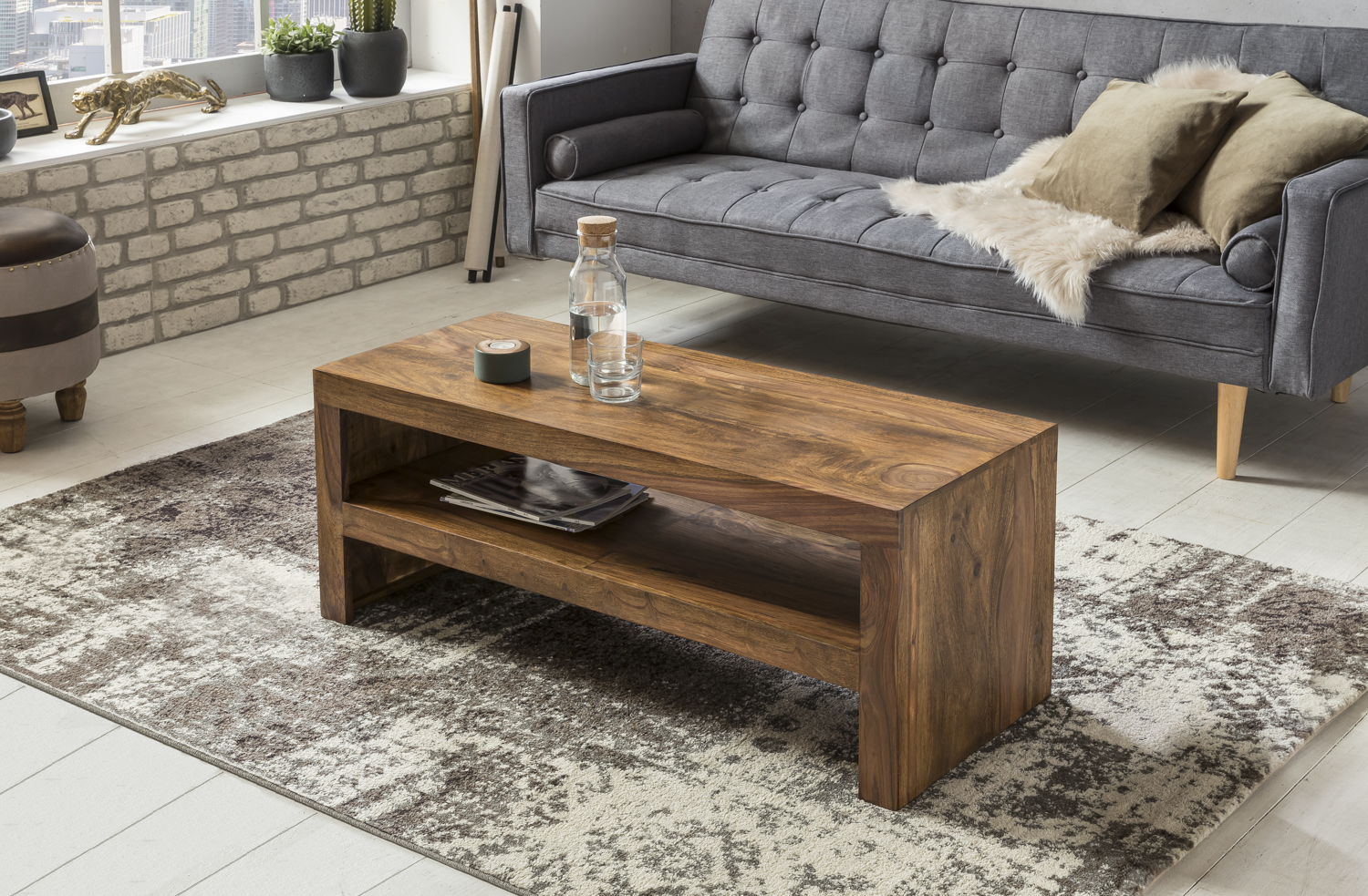 Couchtisch Alesund Sheesham Massivholz 110 × 45 × 45 cm