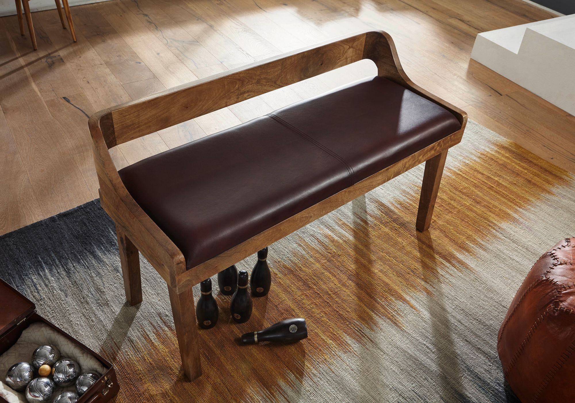 Sitzbank Terndrup Echtleder Mango 108 × 43 × 63 cm